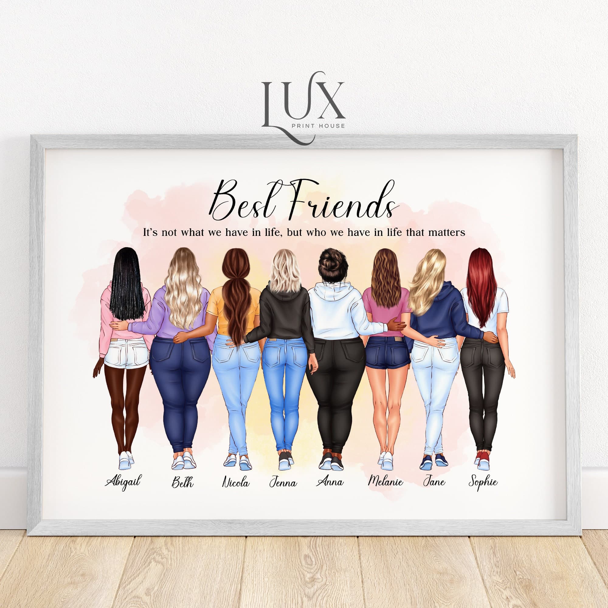 Group friendship print, best friend gift, group of friends print, best friend print, best friend picture, girl group, friends gift, birthday - image 3