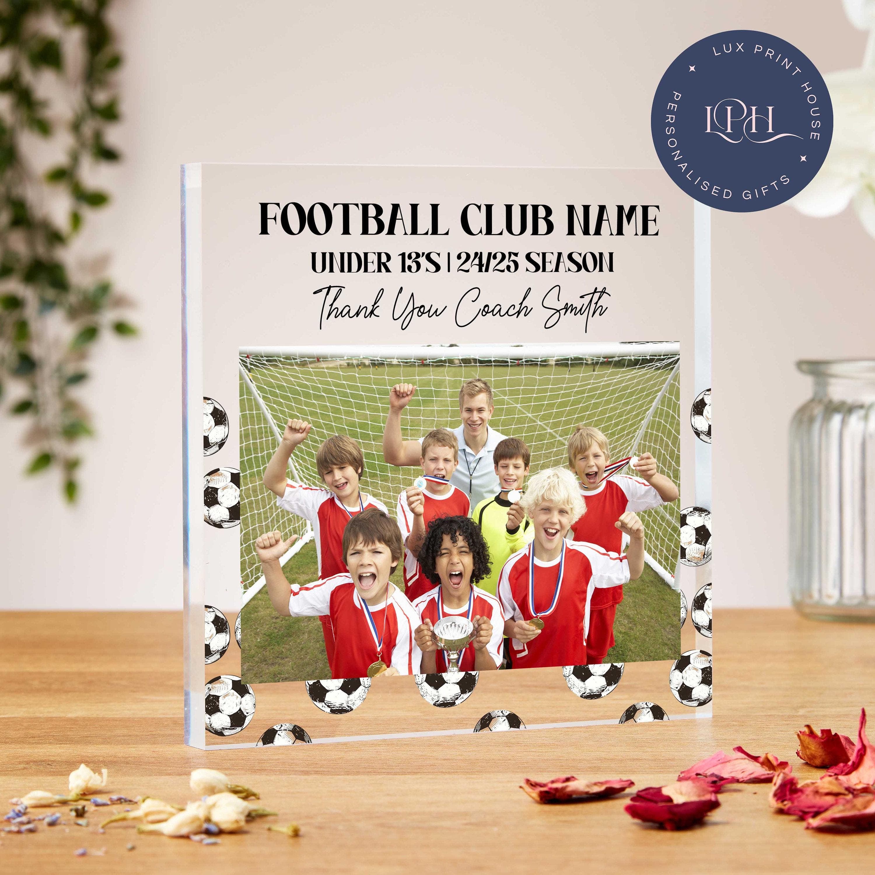 Football team gifts, acrylic block, sports team, football manager gift, thank you coach, football photo, end of season, coach appreciation