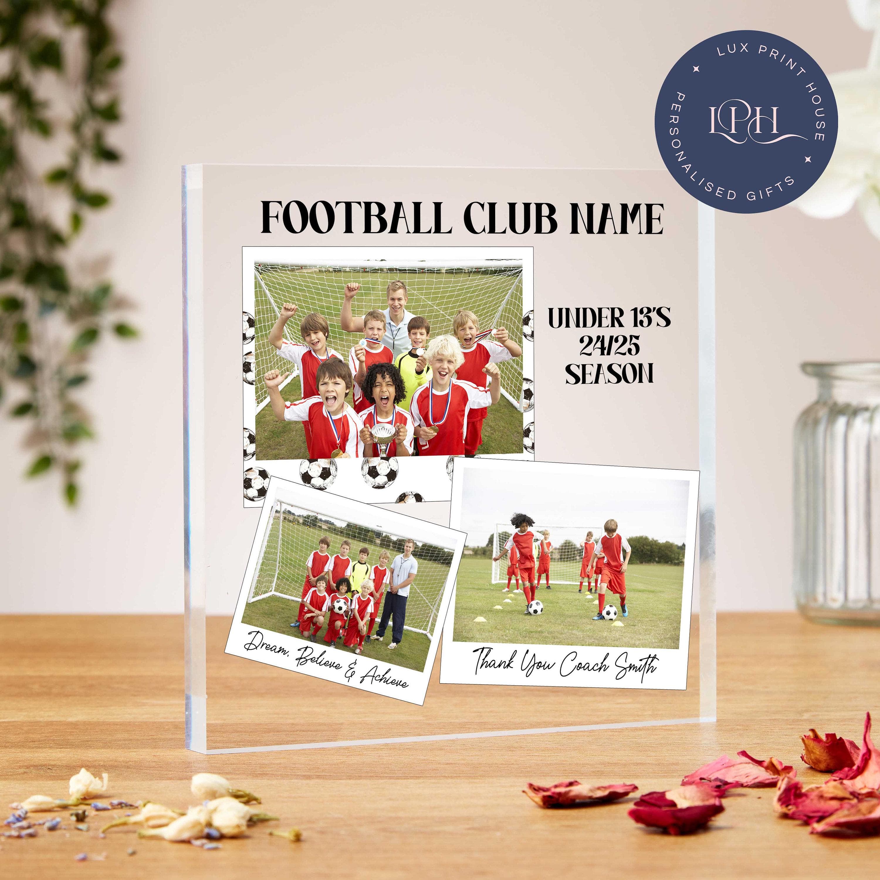 Football team gifts, acrylic block, sports team, football manager gift, thank you coach, football photo, end of season, coach appreciation