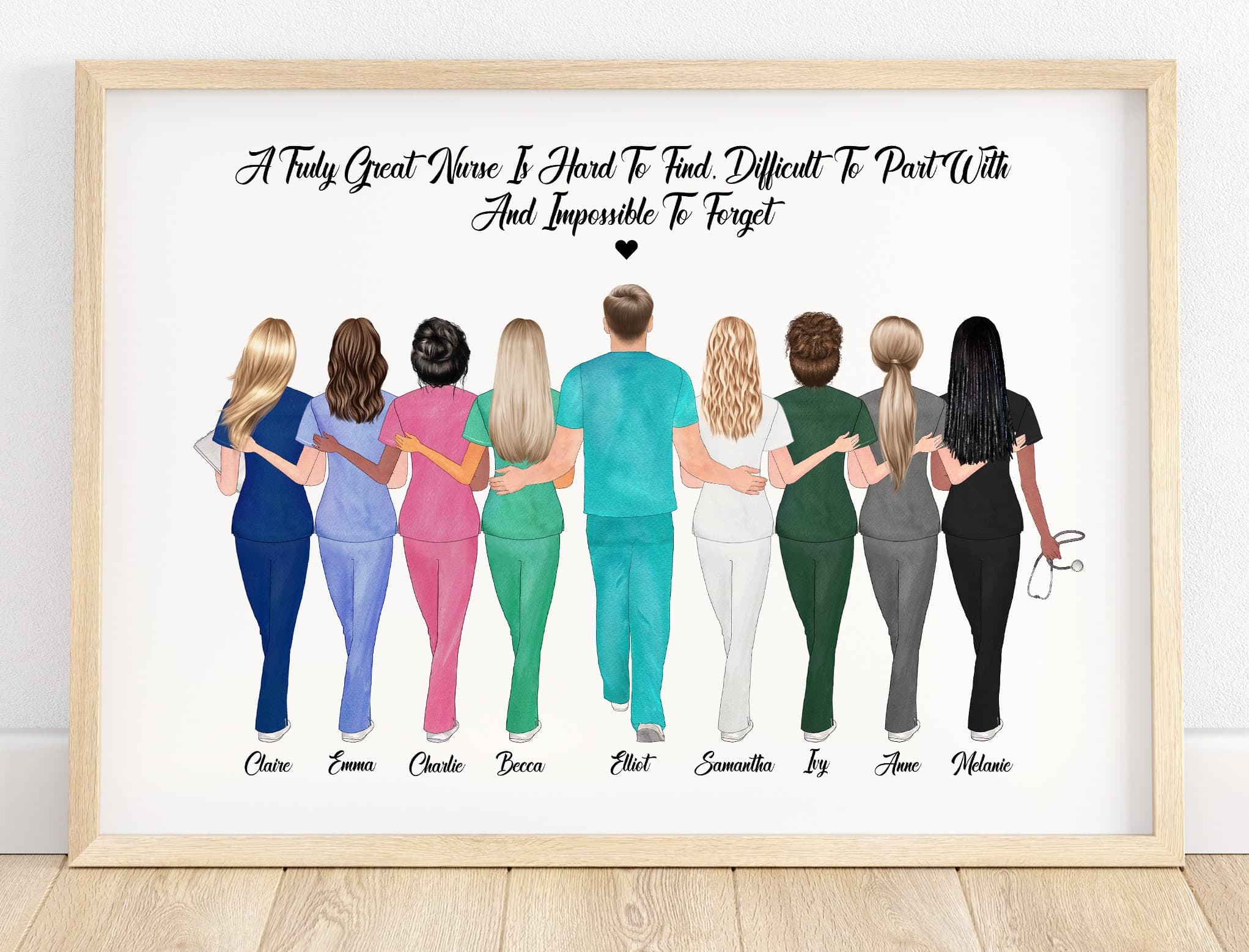 Personalised nurse print, colleague leaving gift, present for nurse, midwife gift, coworker, thank you nurse gift, nurse team gift, congrats