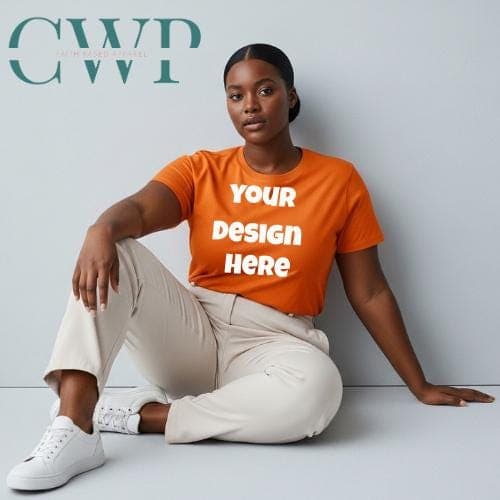 Orange Comfort Colors 1717 T-Shirt Mockup | Female Model Lifestyle (Digital Download)