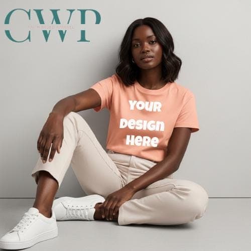 Peach T-Shirt Mockup | Comfort Colors C1717, Boho Studio Style (Digital Download)