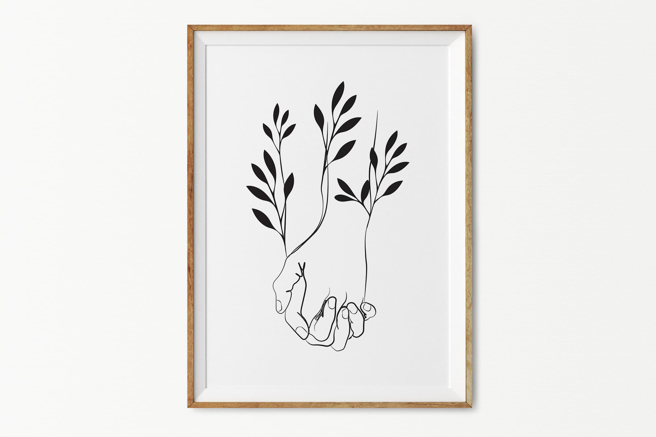 Holding Hands Line Drawing Wall Art
