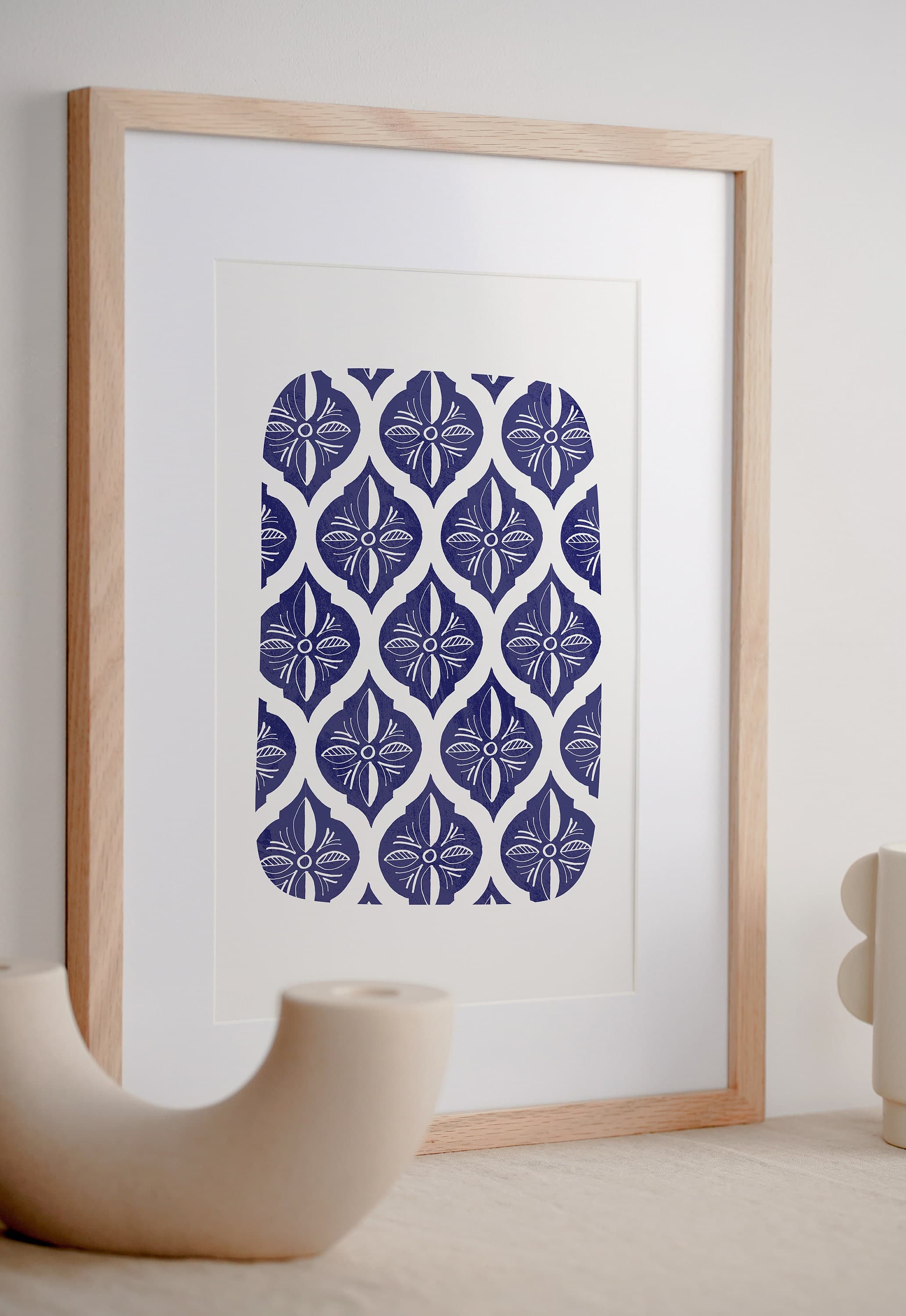 Blue Moroccan Pattern Wall Art Poster - image 3