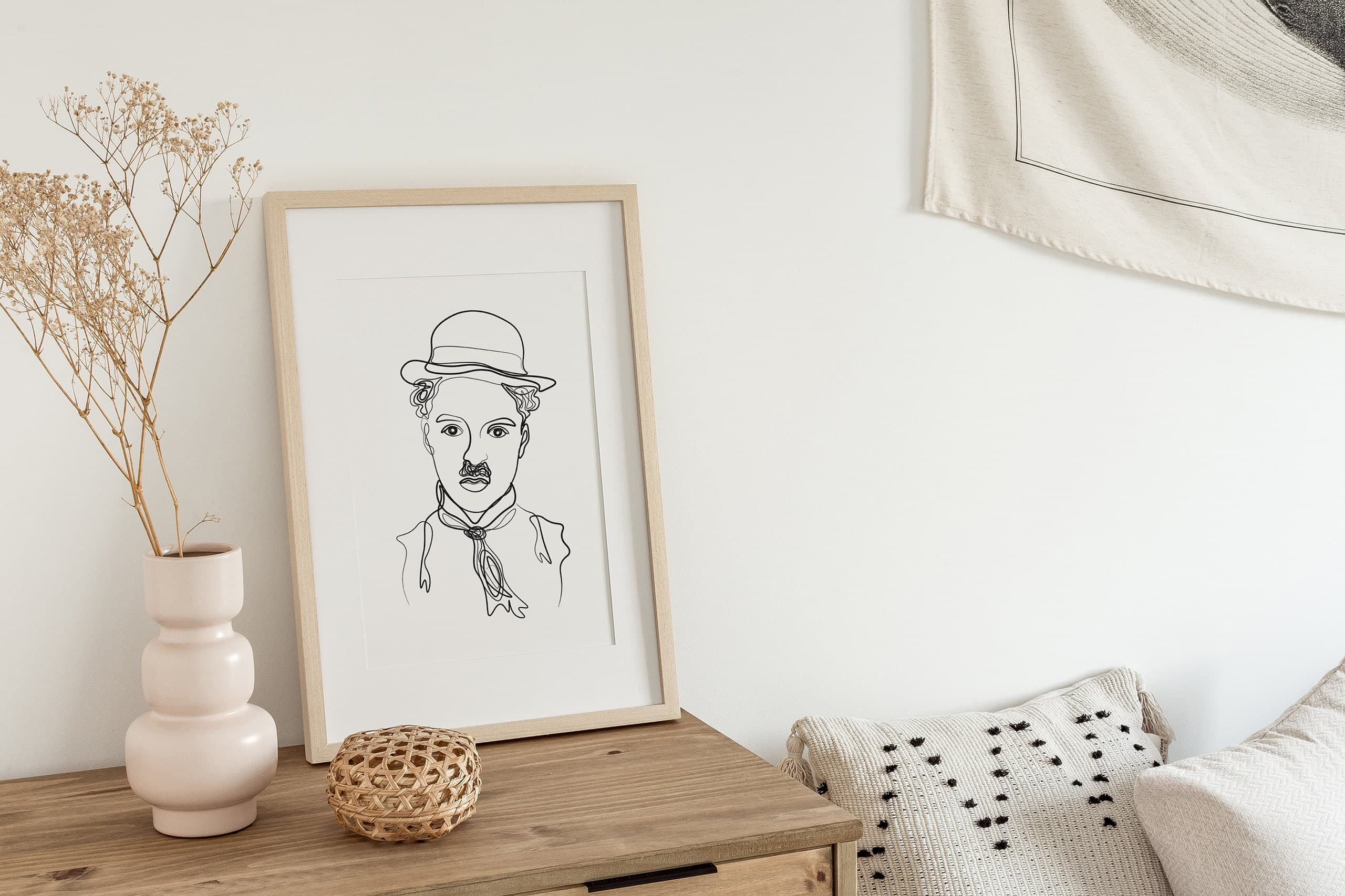 Charlie Chaplin Line Art Print: Modern Abstract Home Decor (Digital Download)