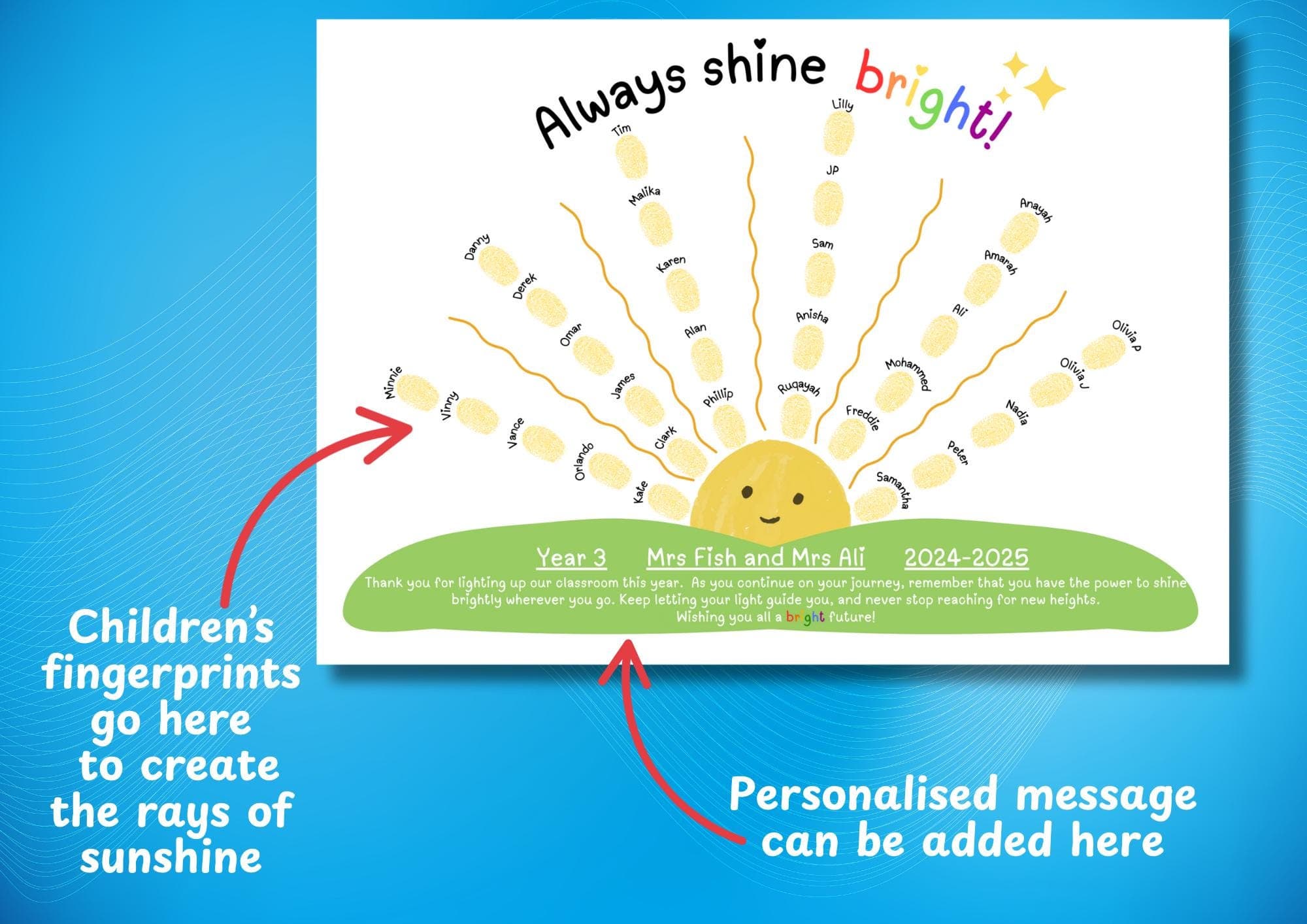 Fingerprint Sunshine Art: Personalized Class Gift (Digital Download) - image 3