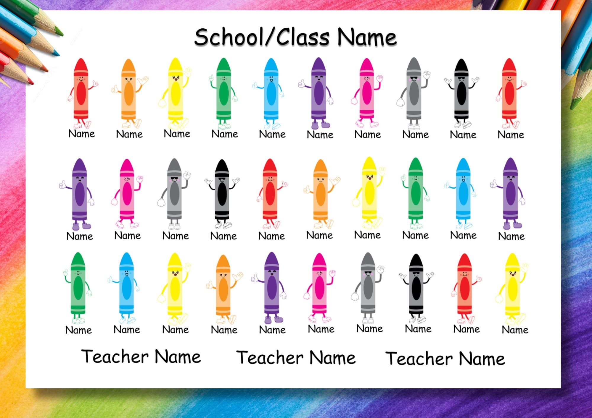 Personalized Crayon Class Gift: End of Year Teacher Present (Digital Download)