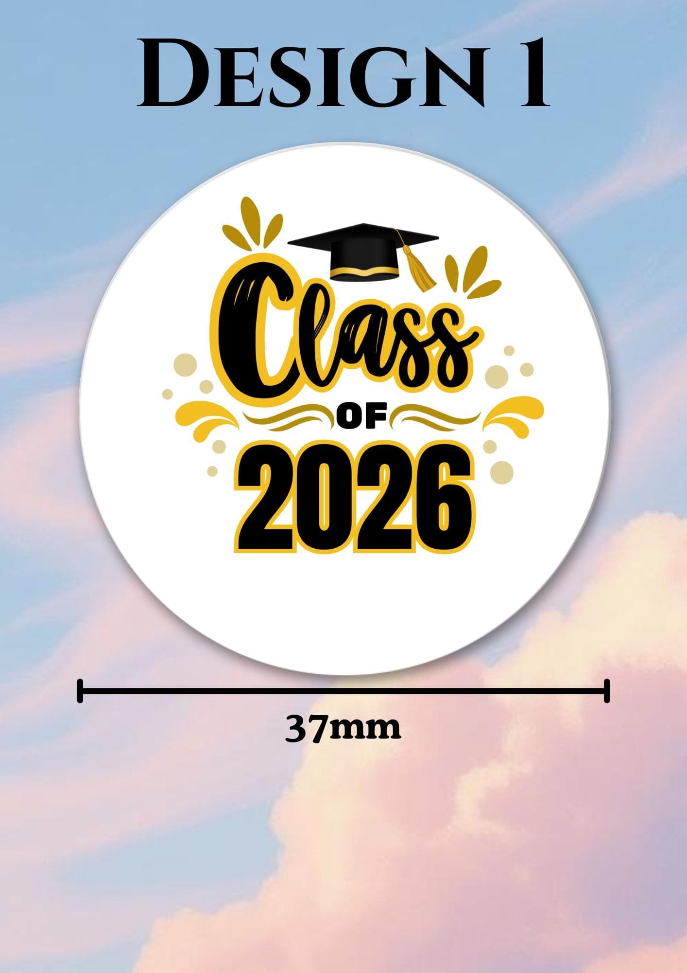 Class of 2026 Stickers | 35 stickers per page | 37mm diameter | Glossy Stickers | Class of 2026 graduation stickers - image 3