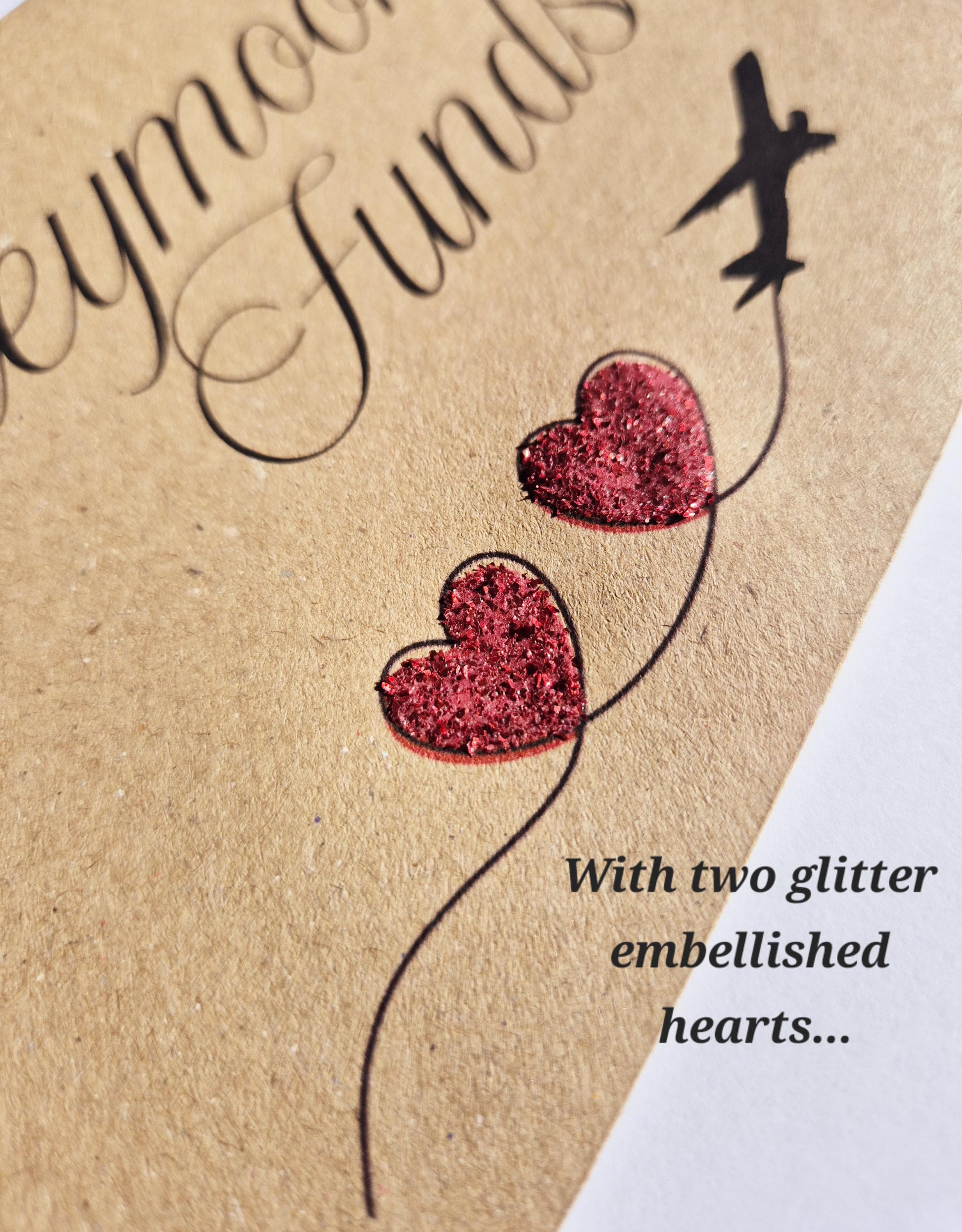 Honeymoon Funds Money Envelope | Glitter Hearts Wedding Gift - image 3