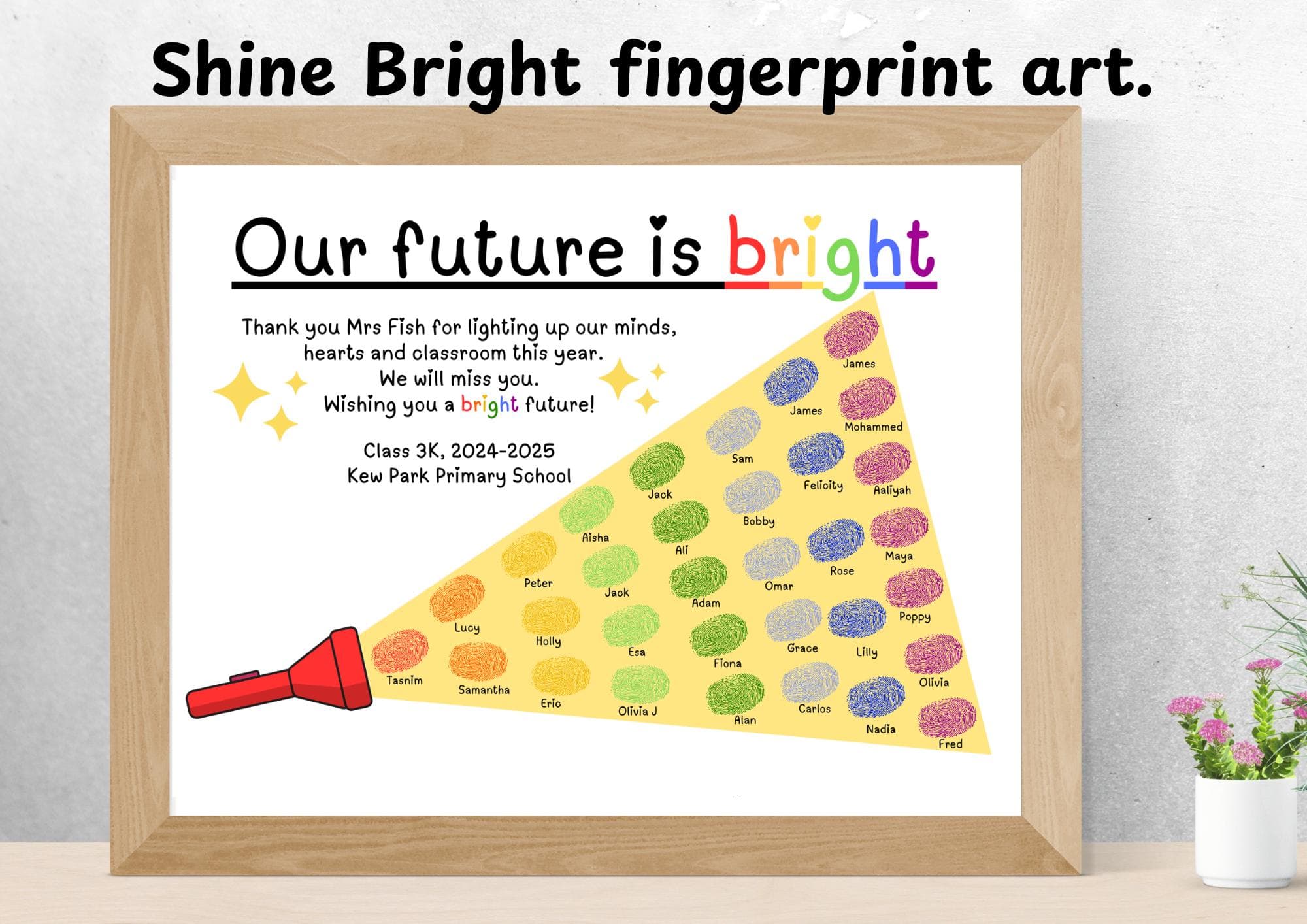 Personalized Teacher Fingerprint Art Gift: End of Year Class Keepsake (Digital Download) - image 3