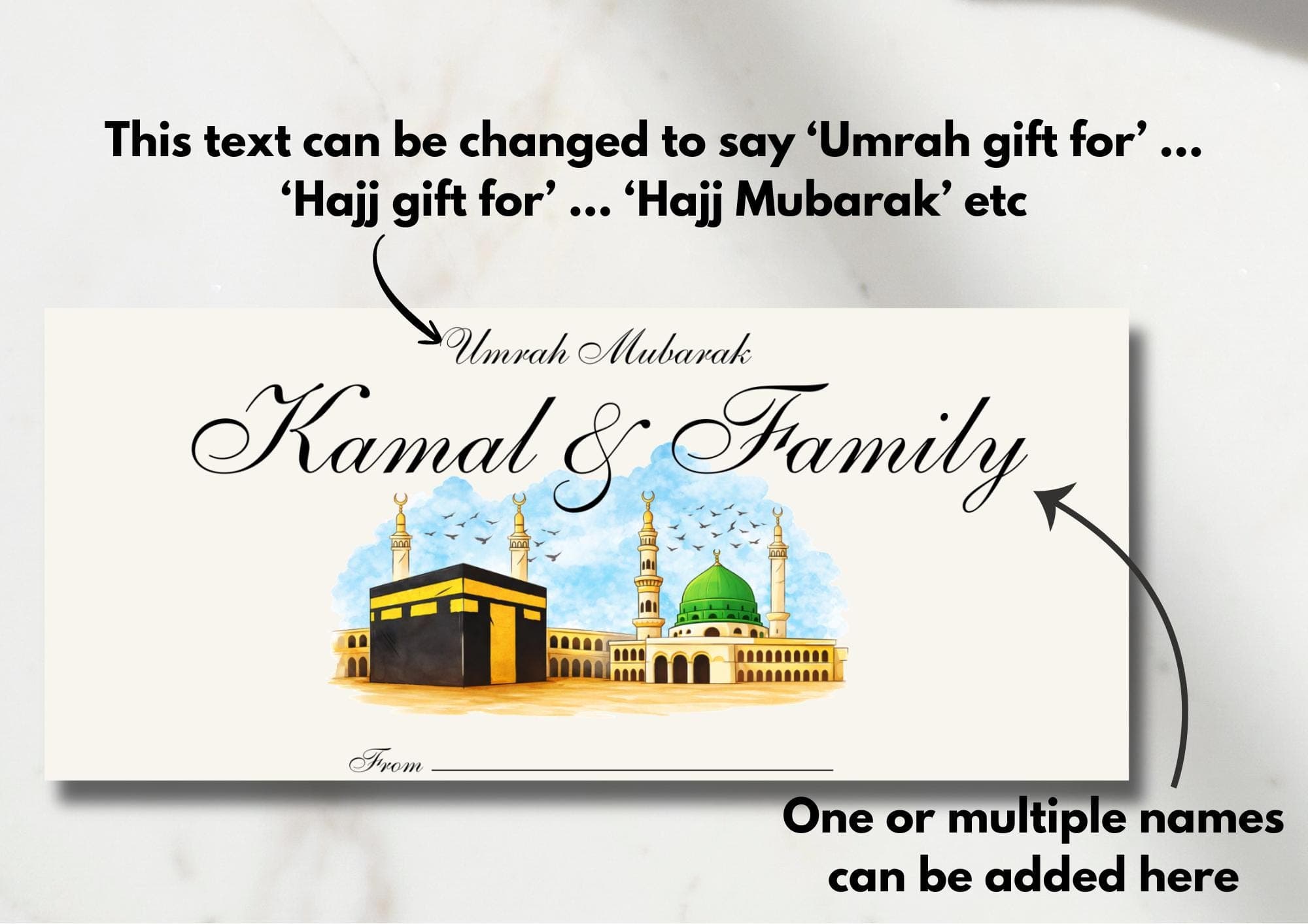 Personalised Umrah or Hajj Money Gift Envelope | DL sized envelope - image 3