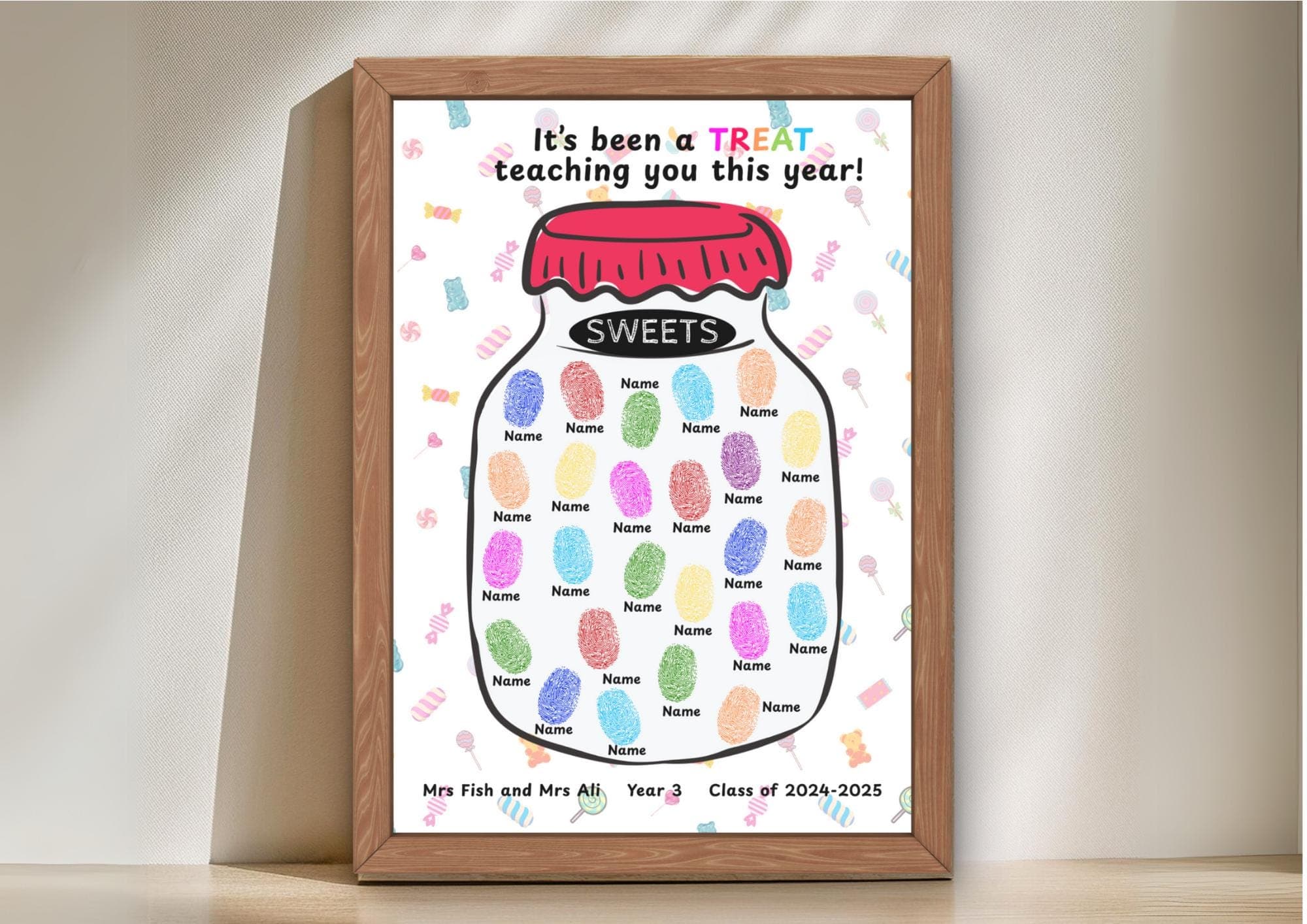 Personalized Candy Jar Fingerprint Art Print: Teacher Class Gift (Digital Download) - image 3