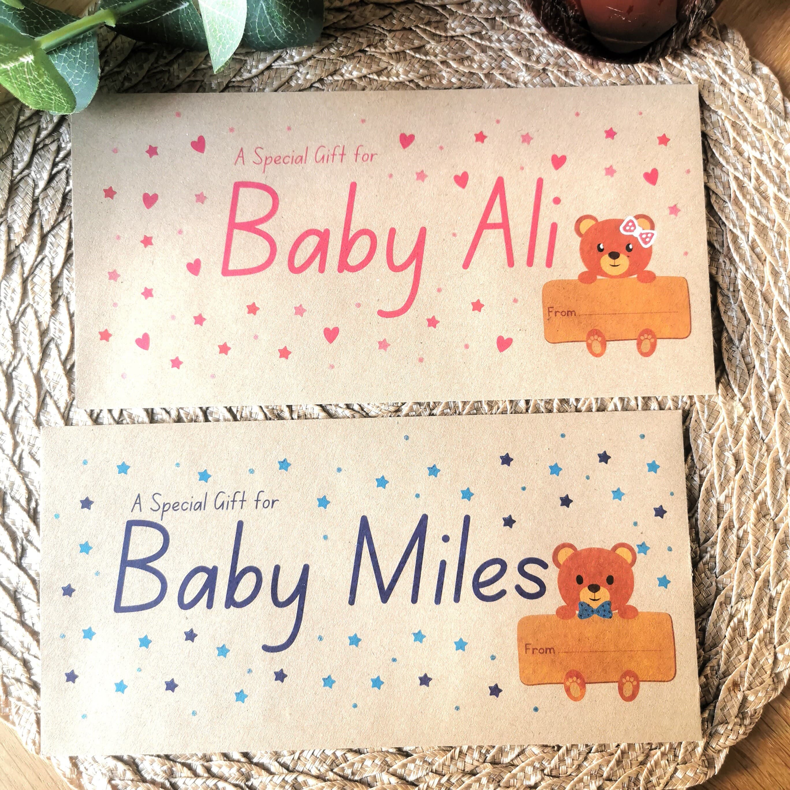 Personalised New Baby Money Wallets | It's a boy Money Envelope | It's a girl Money Envelope | New Baby Money Gift | DL Sized Envelope