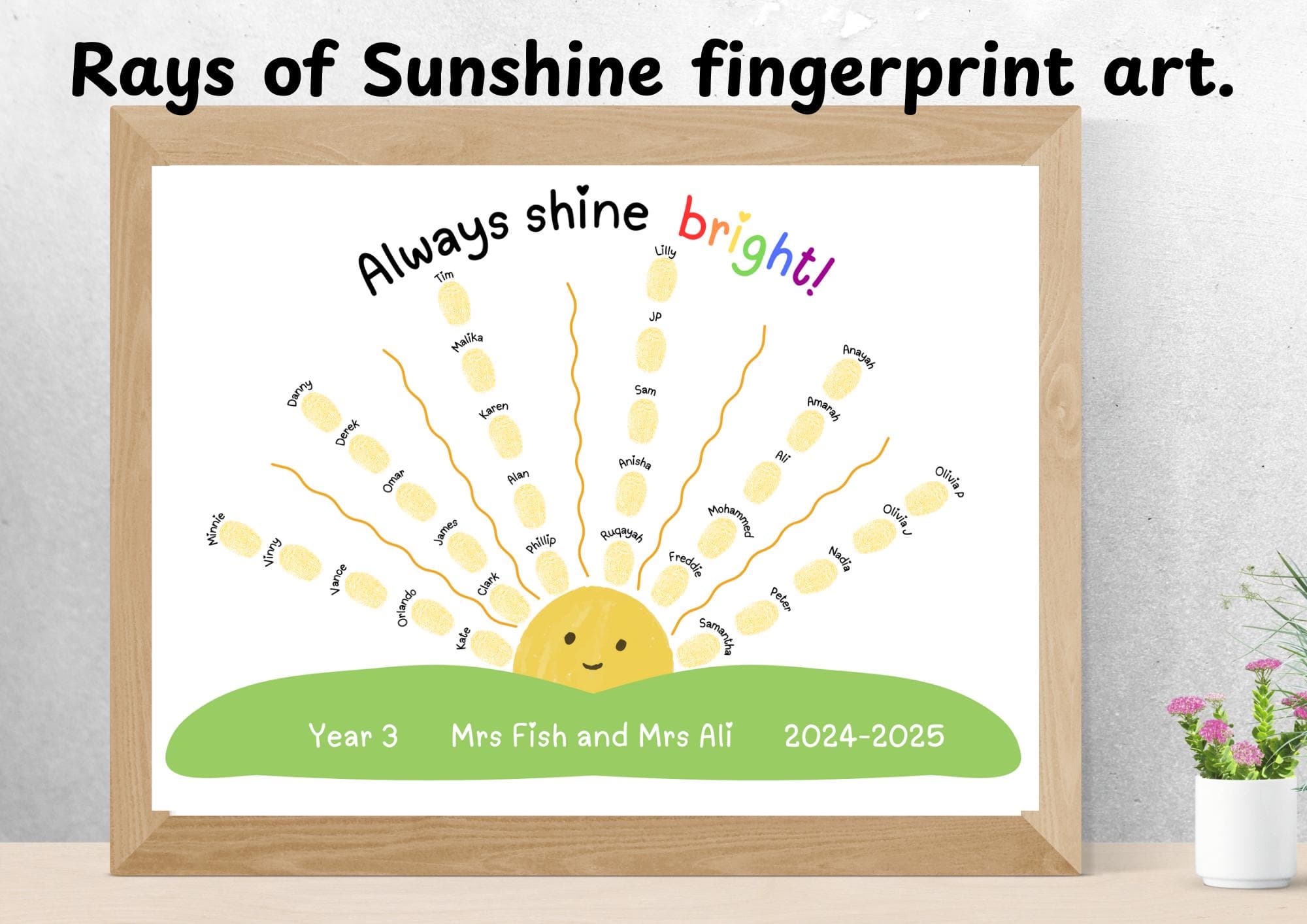 Fingerprint Sunshine Art: Personalized Class Gift (Digital Download)