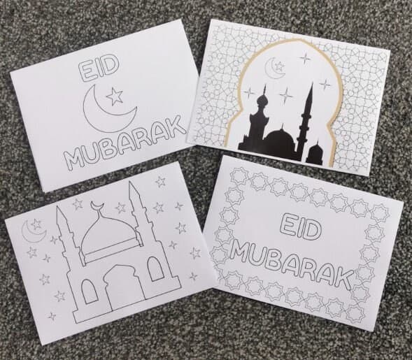 Kids Colouring Eid Cards | DIGITAL DOWNLOAD Eid Cards | Eid Colouring Pages | 8 Pack - image 4