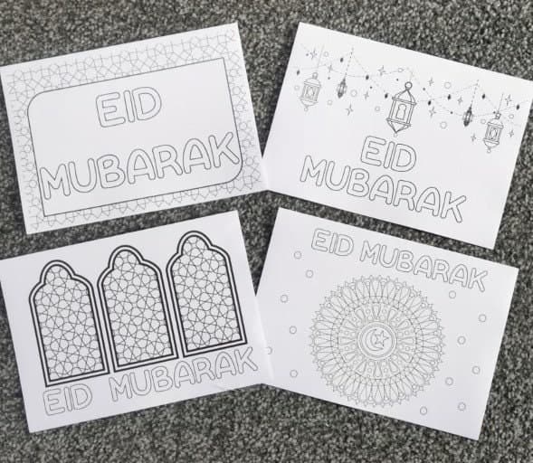 Kids Colouring Eid Cards | DIGITAL DOWNLOAD Eid Cards | Eid Colouring Pages | 8 Pack - image 3
