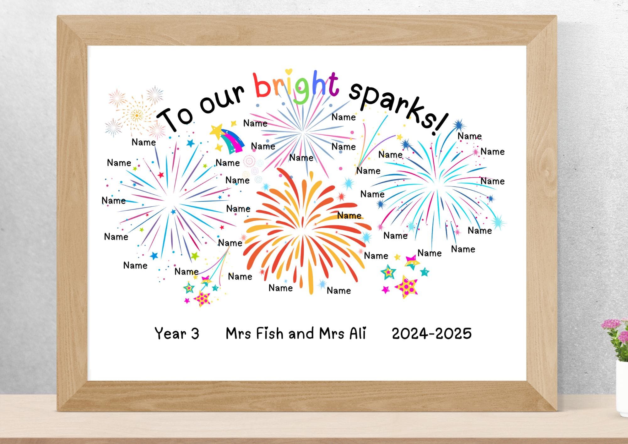 Personalized Fireworks Class Gift | Teacher Keepsake Print (Digital Download)