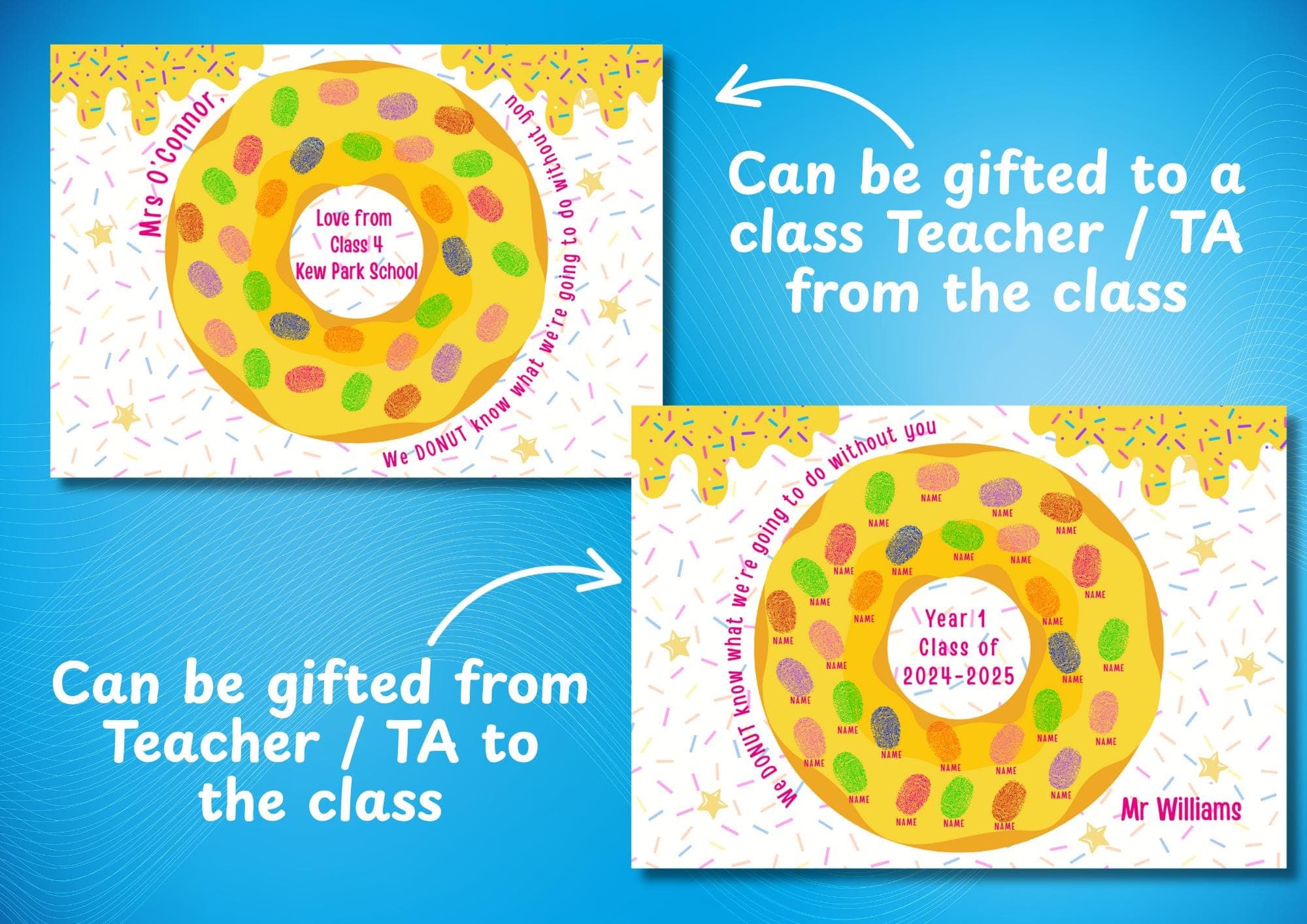 Personalized Doughnut Fingerprint Class Gift | Teacher Keepsake (Digital Download) - image 3