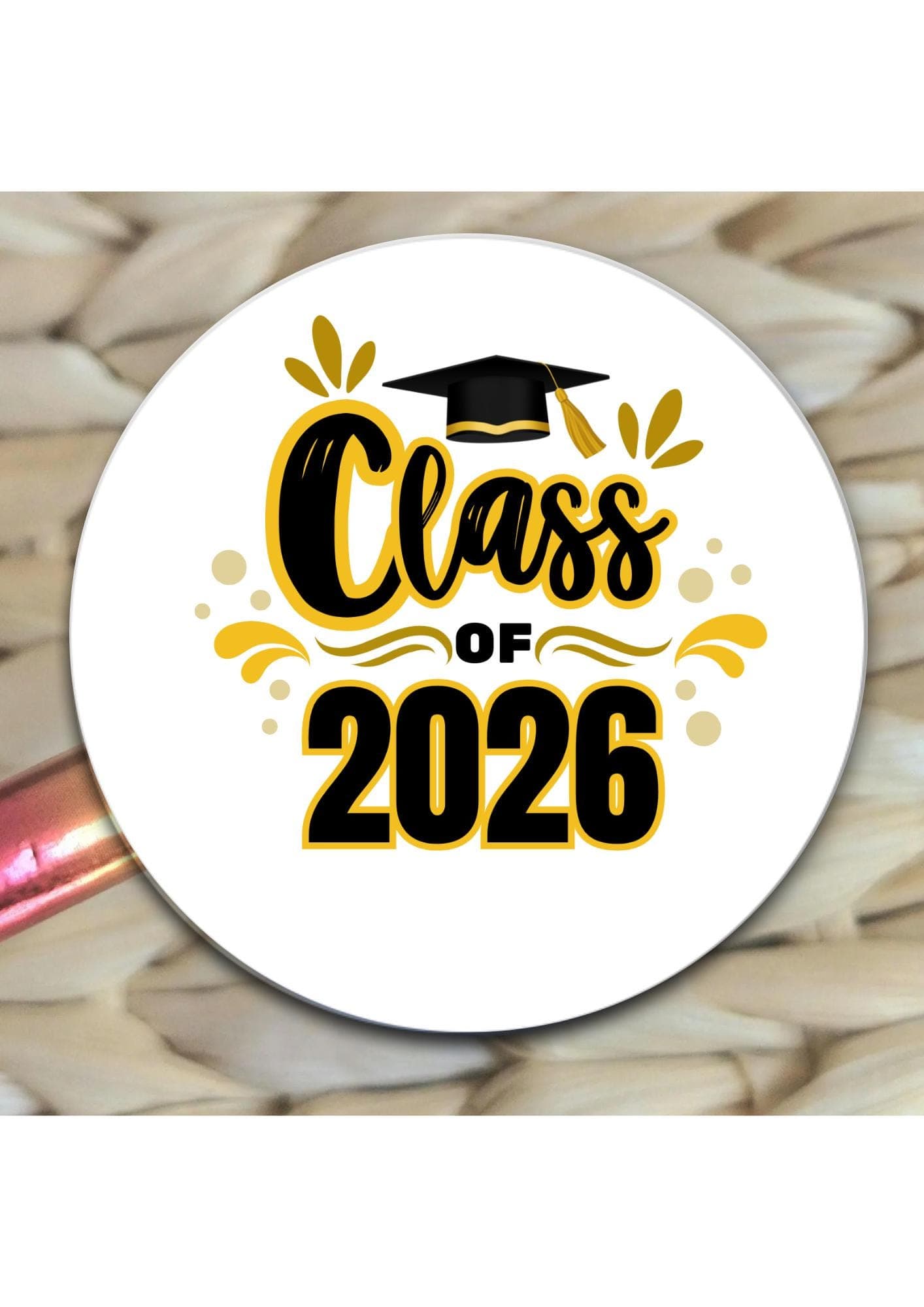 Class of 2026 Stickers | 35 stickers per page | 37mm diameter | Glossy Stickers | Class of 2026 graduation stickers