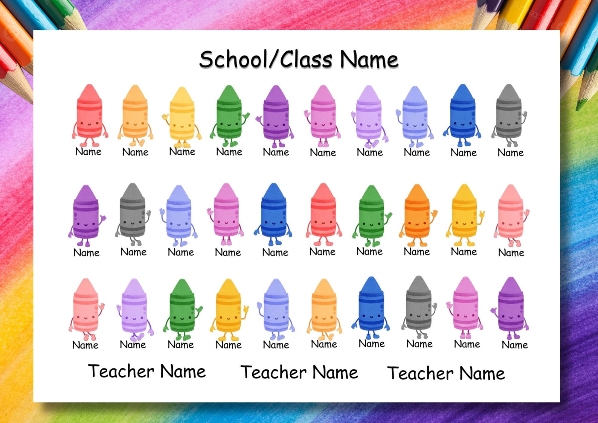 Personalized Crayon Class Gift: End of Year Teacher Present (Digital Download)