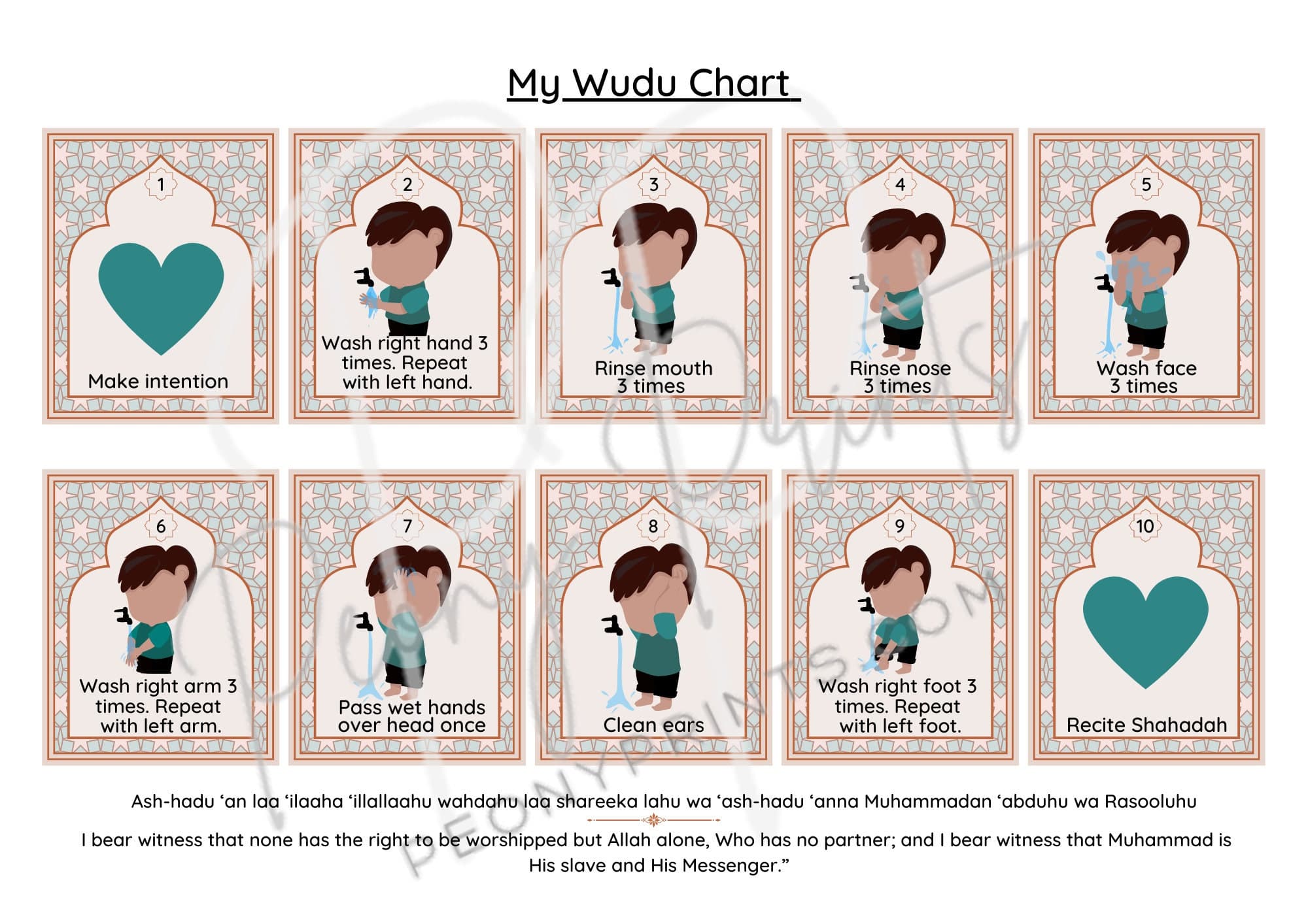 Wudu Chart Printable | Wudu SEQUENCING Activity INCLUDED | Boys Wudu Chart | Girls Wudu Chart | Wudu Guide for Kids Printable | - image 3