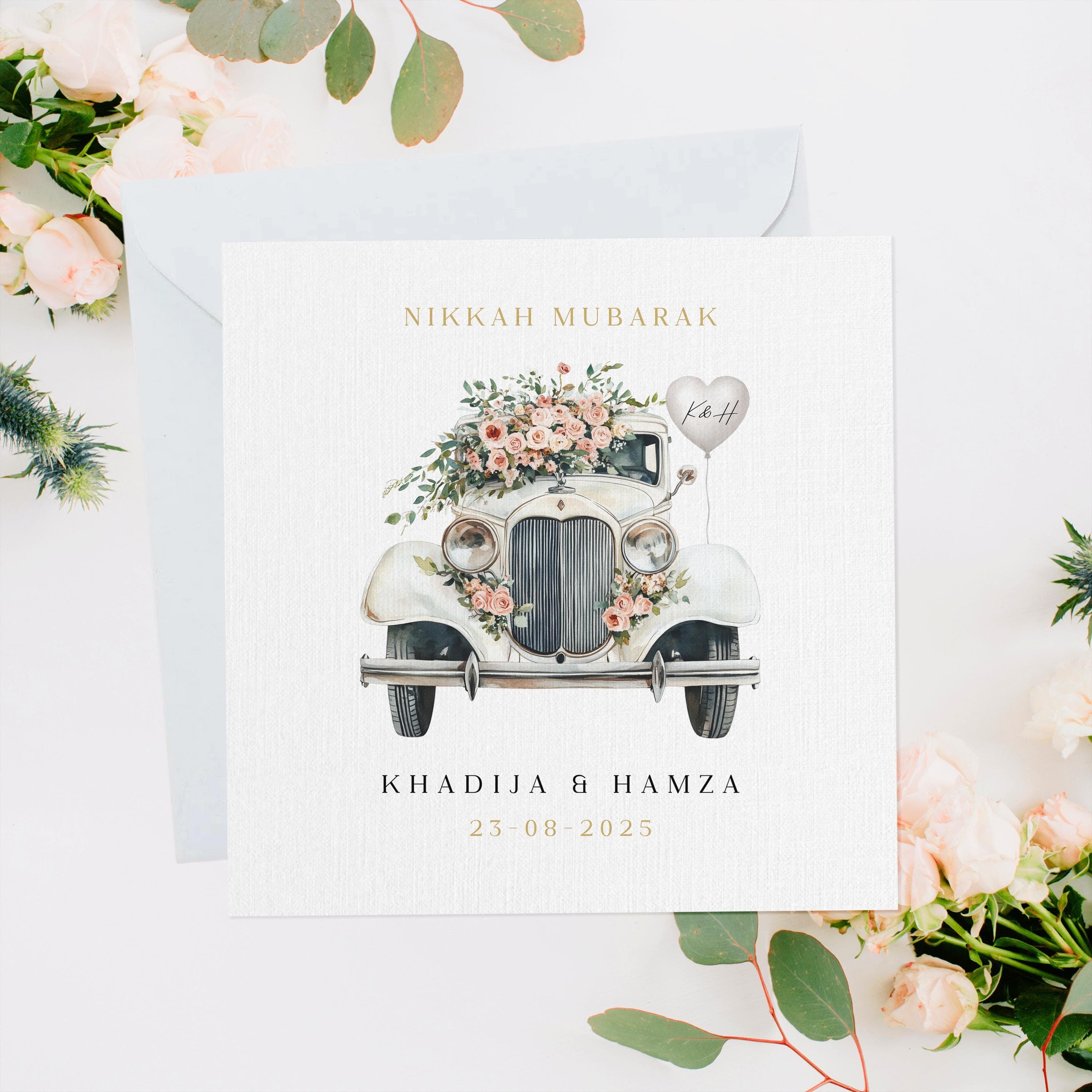 Personalised Nikkah Card, Nikkah Mubarak, Nikkah Day, Nikkah Gift, Nikah, Islamic Wedding, Muslim Shaadi, Engagement, Luxury Nikkah Car
