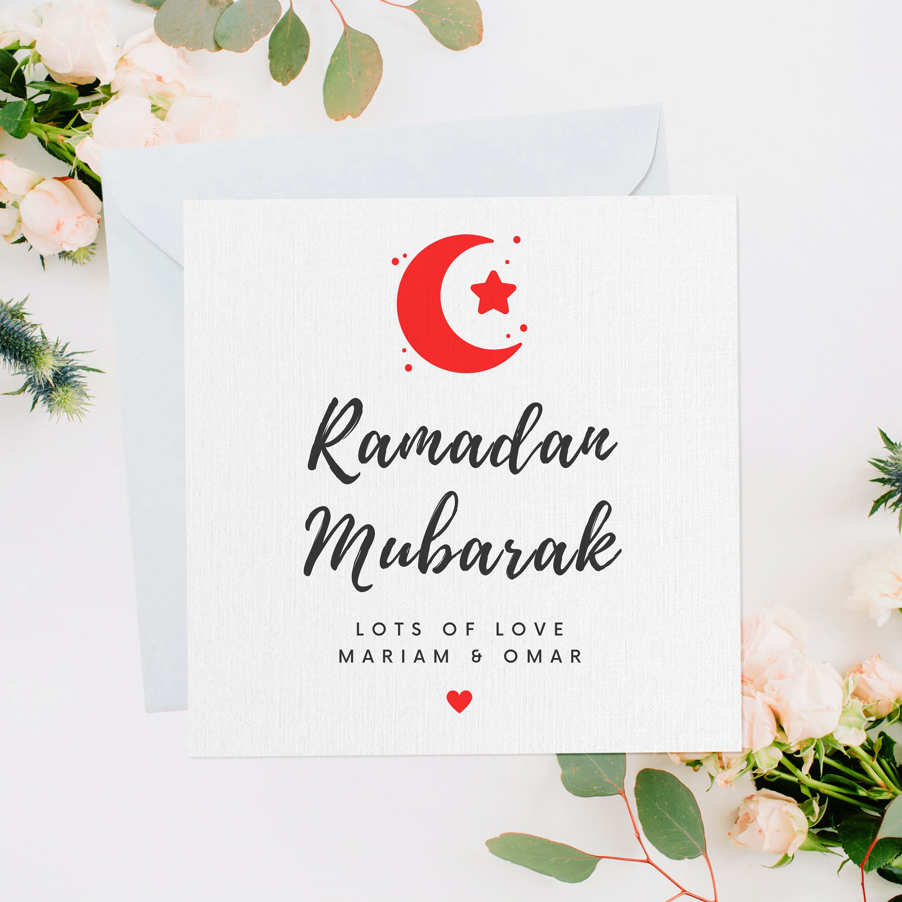 Personalised Ramadan Mubarak Moon Star Greeting Card, Ramadan Card, Ramadan Greeting Card, Card For Loved Ones, Family Ramadan Card, RC021