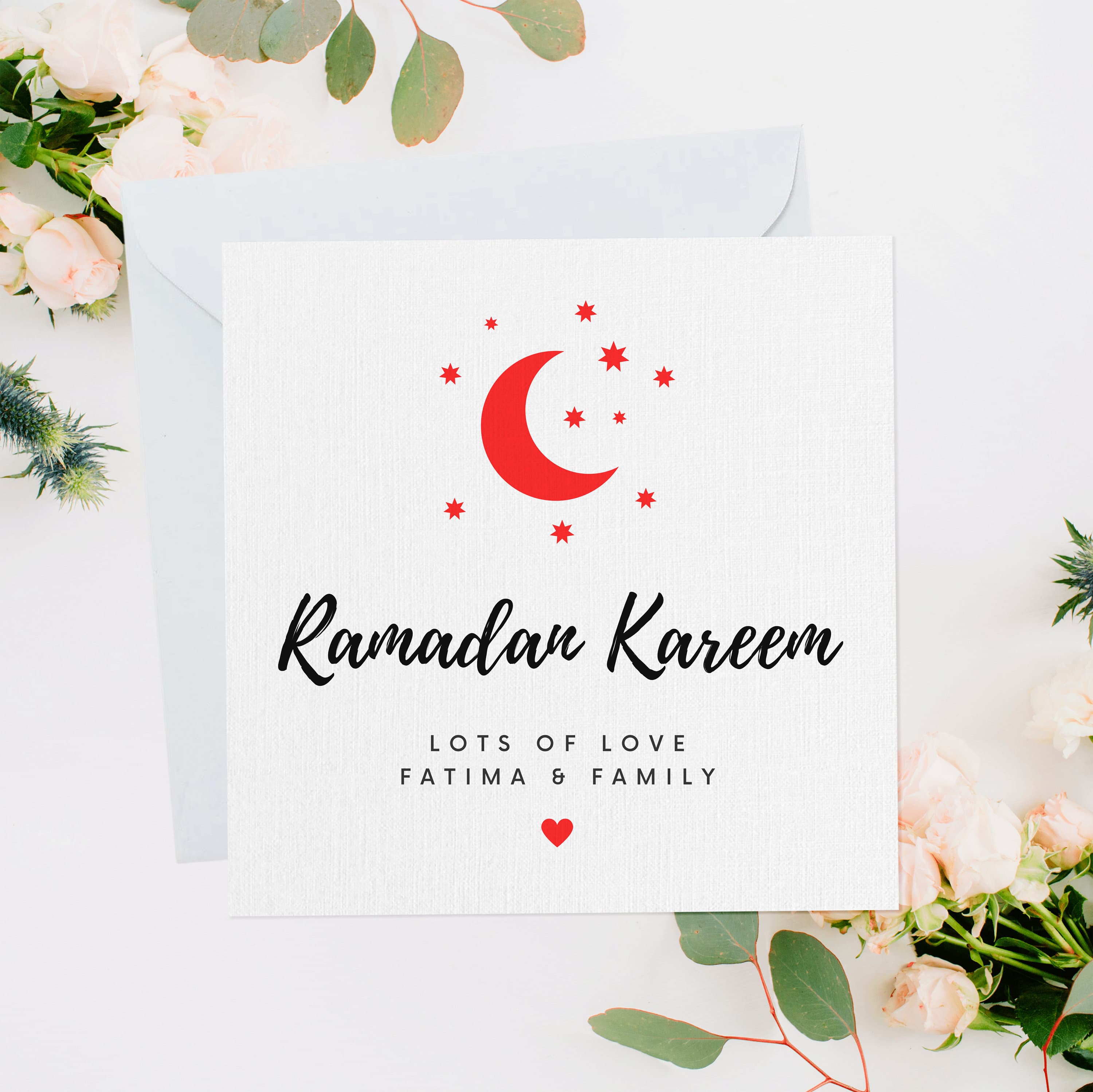 Personalised Ramadan Kareem Moon Star Greeting Card, Ramadan Card, Ramadan Greeting Card, Card For Loved Ones, Family Ramadan Card, RC015