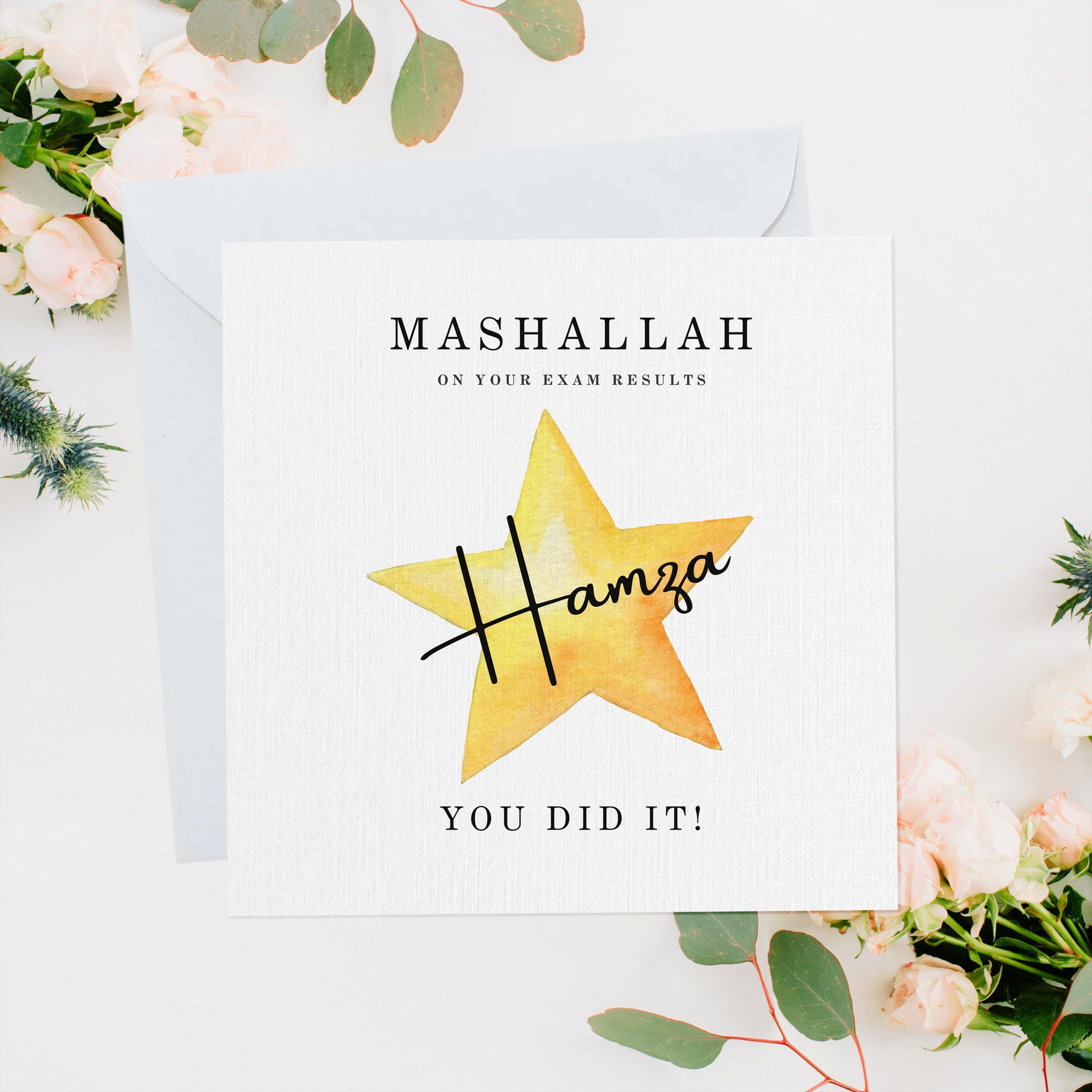 Personalised Muslim Exam Card, Exam Congratulations Gift, Exam Pass Card, Exam Gift, A Level Results, GCSE Exam Results Card, Islamic Exam