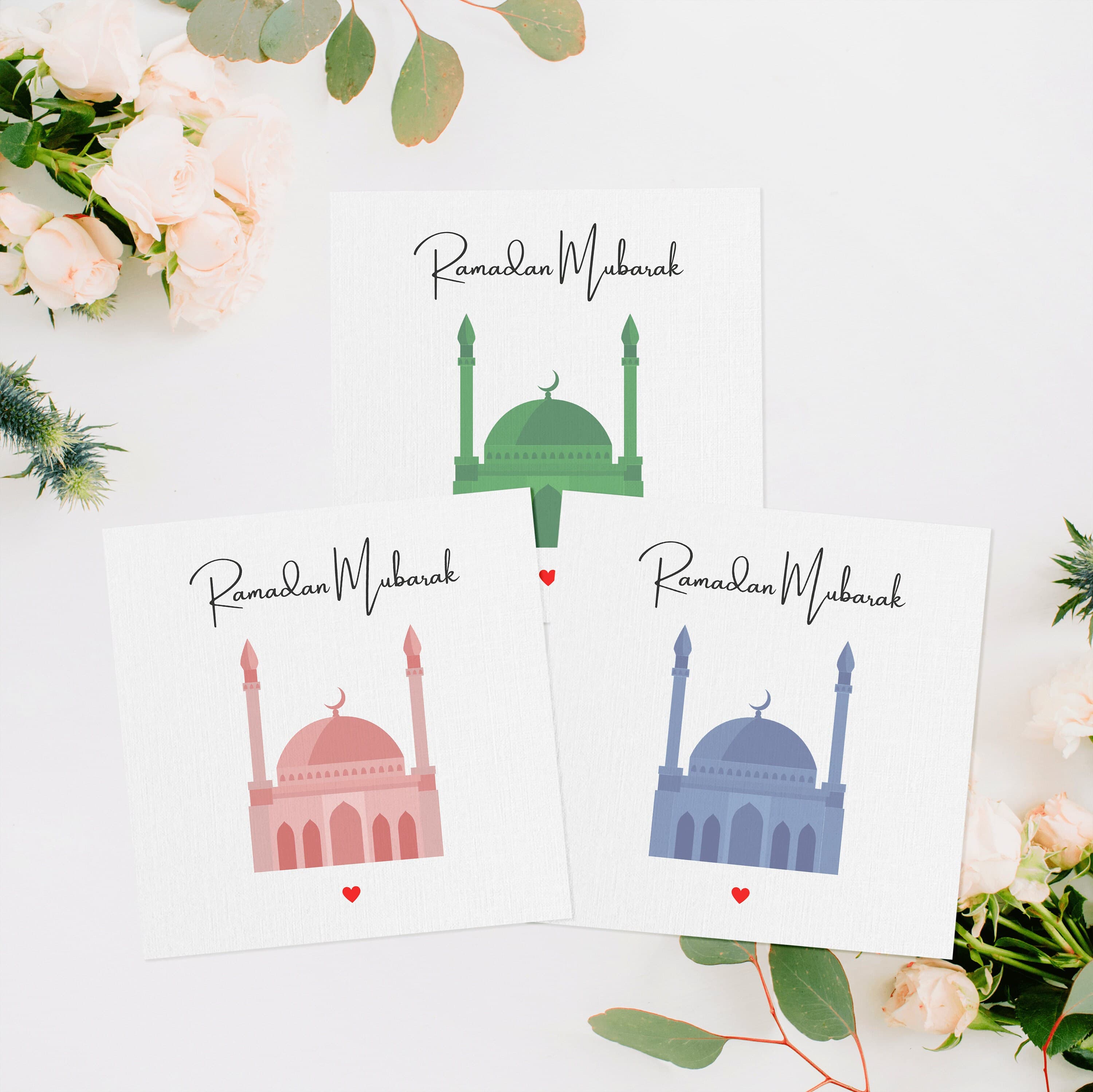 Personalised 3 Pack Ramadan Mubarak Cards, Ramadan Cards Pack of 3, Ramadan Greeting Cards, Cards For Loved Ones, Ramadan Family  Cards Pack