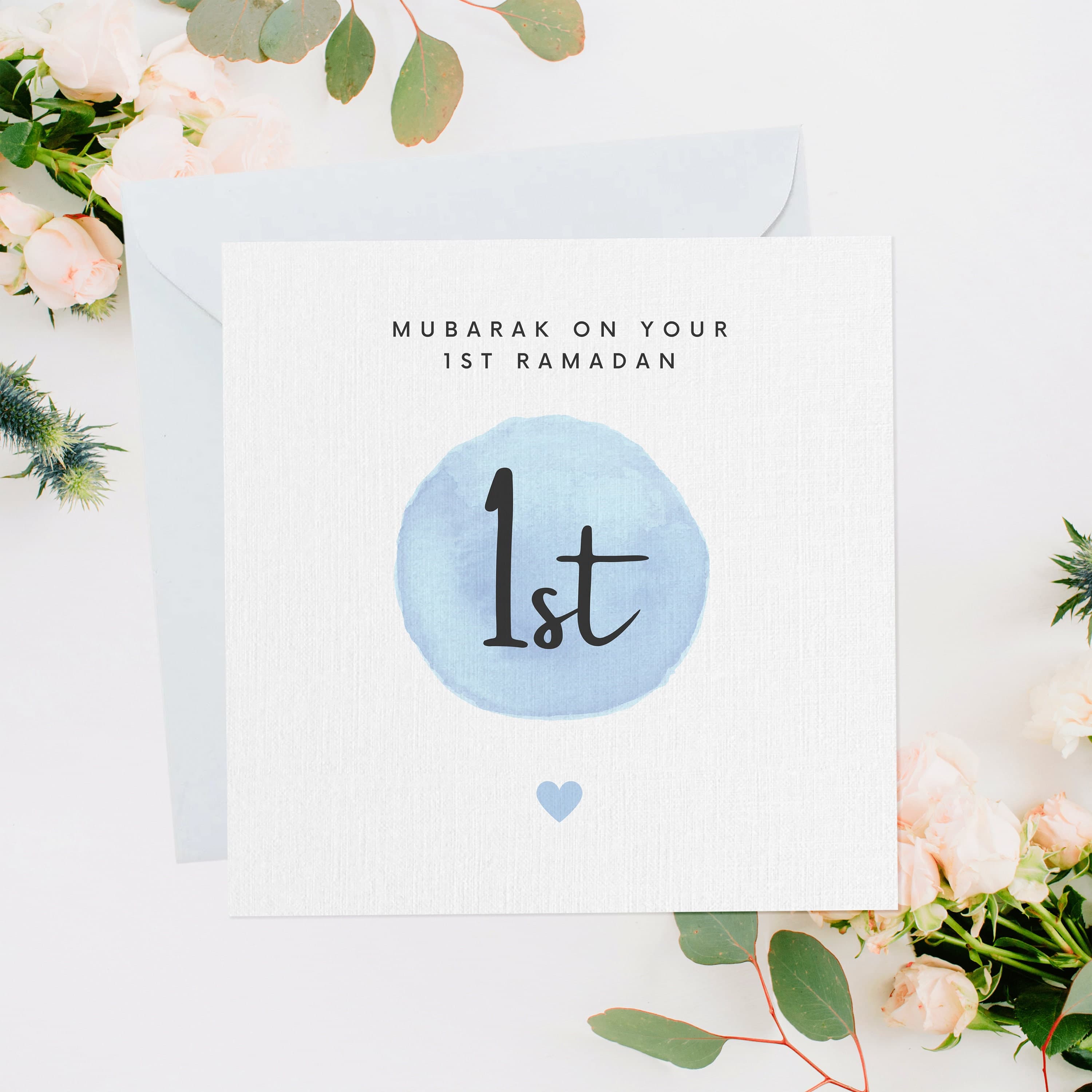 Personalised 1st Ramadan Mubarak Blue Greeting Card, Ramadan Card, Ramadan Greeting Card, Card For Loved Ones, Family Ramadan Card, RC018