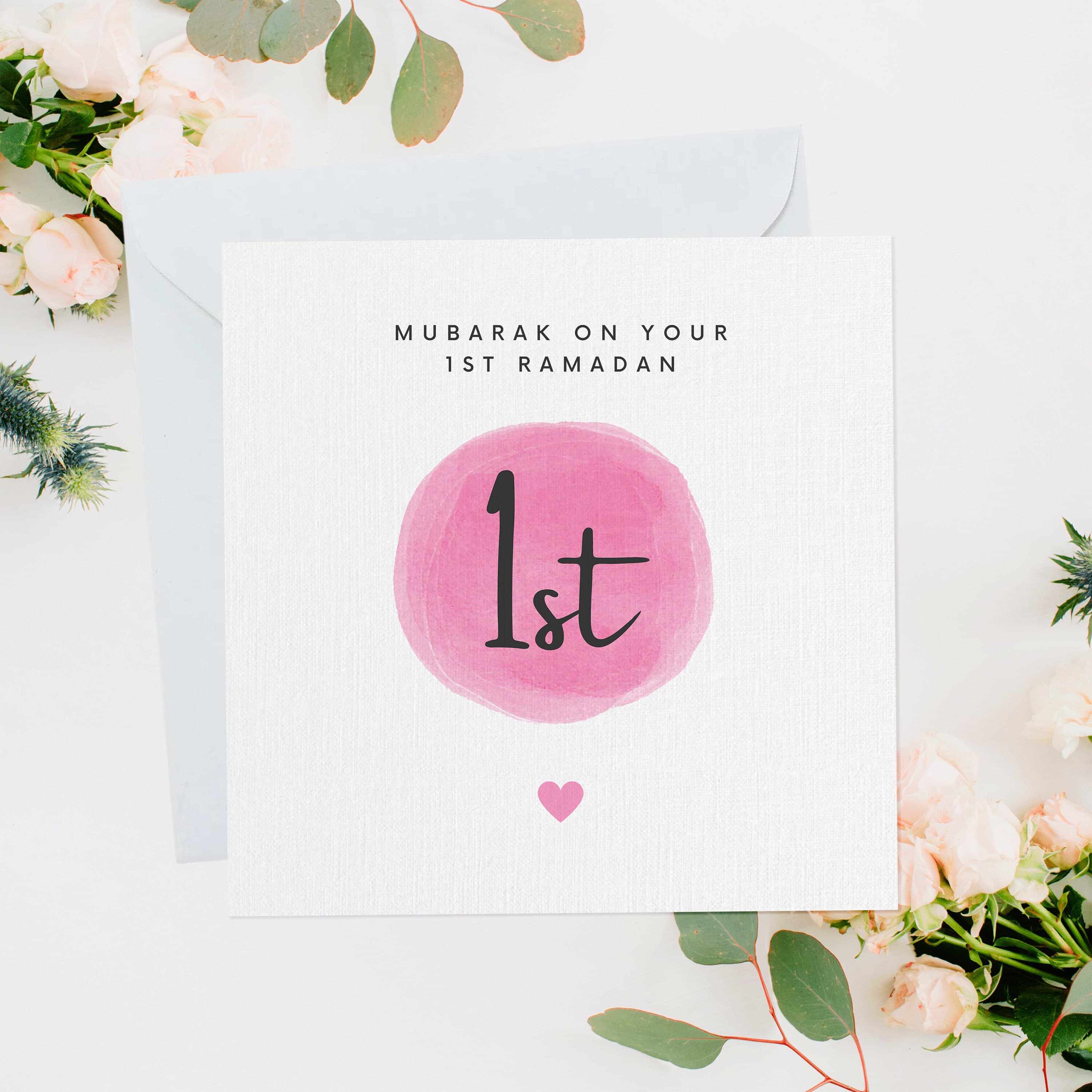 Personalised 1st Ramadan Mubarak Pink Greeting Card, Ramadan Card, Ramadan Greeting Card, Card For Loved Ones, Family Ramadan Card, RC019