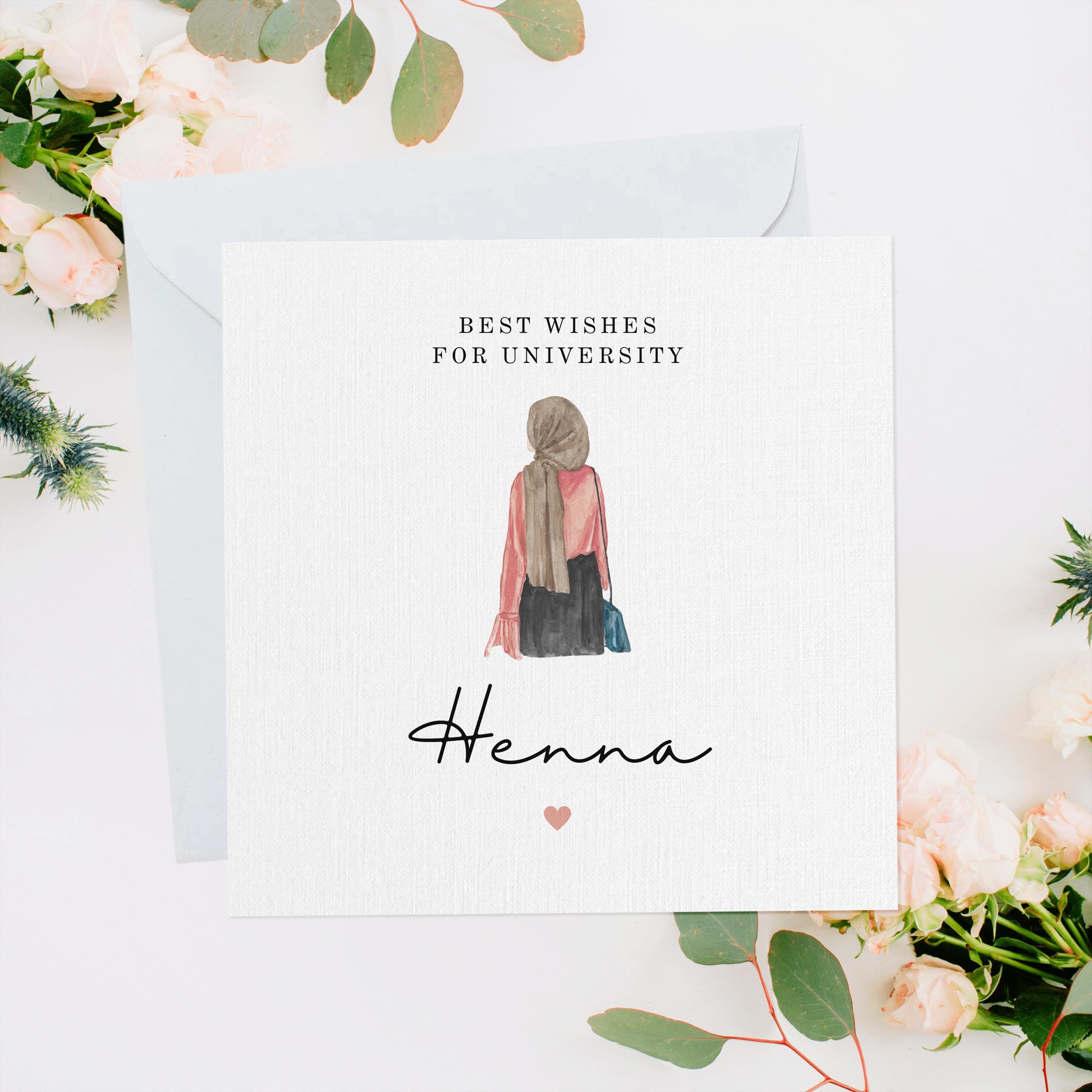 Personalised University Acceptance Card, Muslimah University Besrt Wished, Exam Pass Card, Muslim University Gift, Exam Result Card For Her