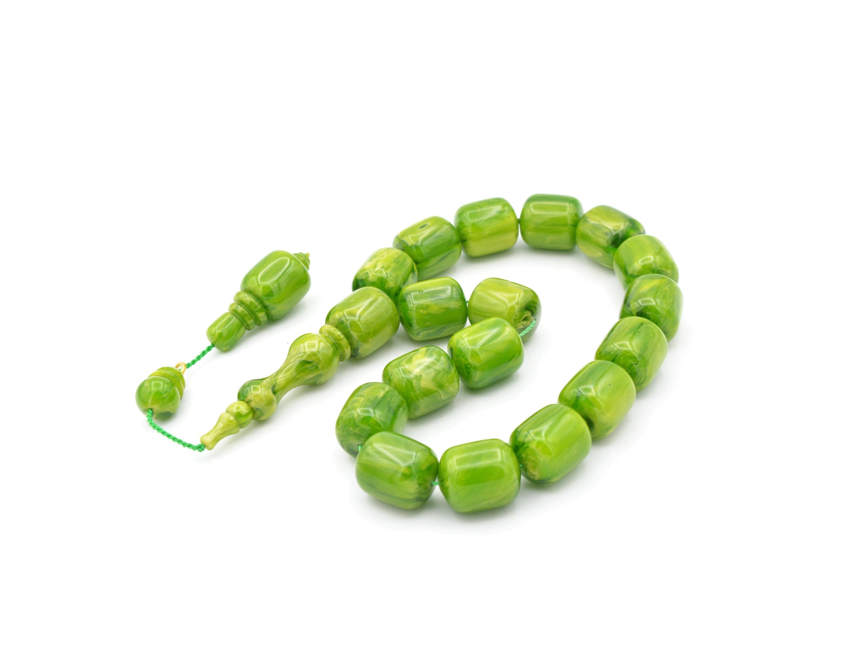 Vefa Master's Green Bakelite Amber 17 Beads Rosary, Green Bakelite Amber, Red Bakelite Amber 17 Beads Tasbih, Red Bakelite Amber 17 Beads