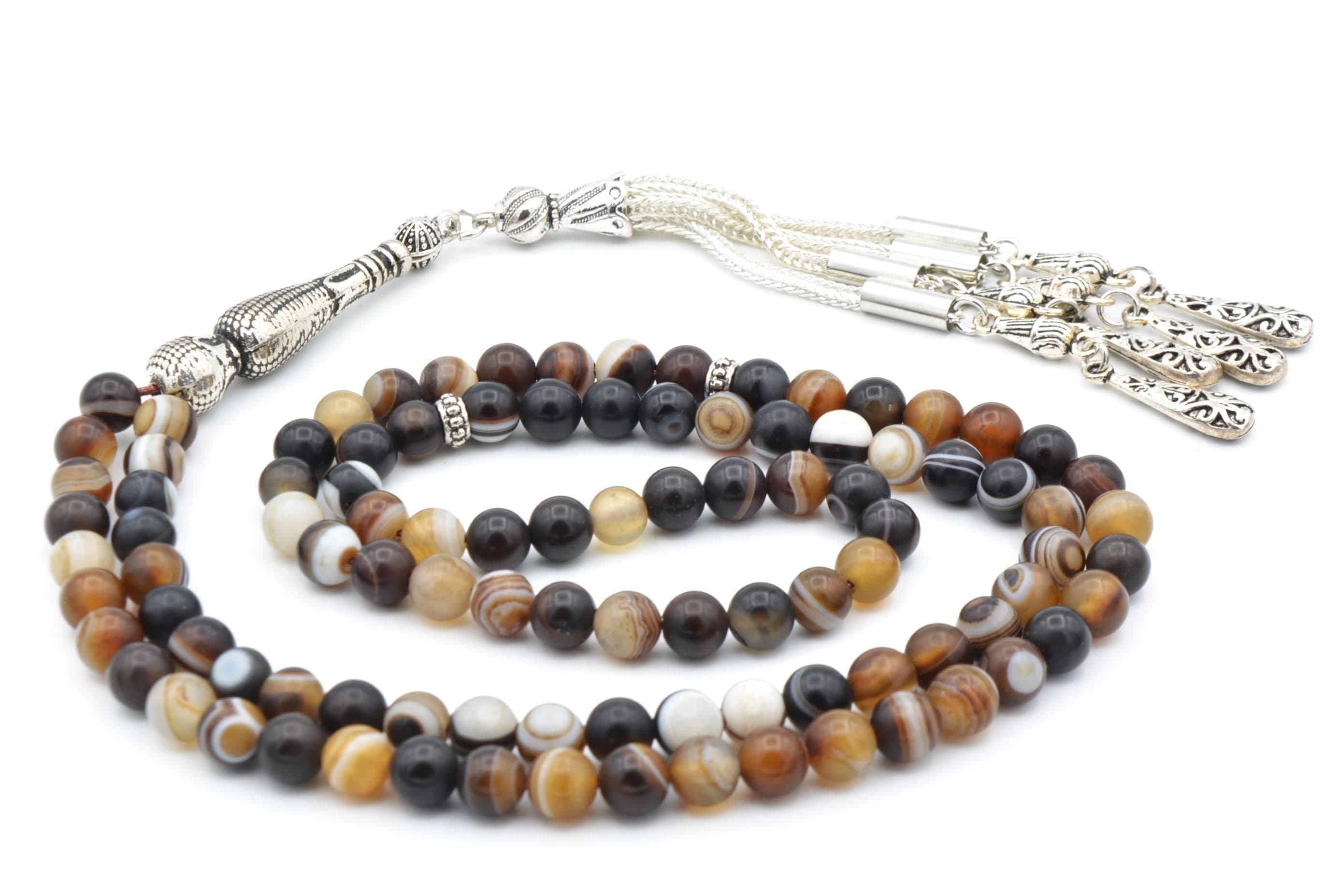 Globe Cut Real Agate Aqeeq Islamic Prayer Beads ,99 Beads, Islamic, Misbaha, Rosary, Tasbeeh, Muslim, Tasbih, Faturan Tasbih, Big Size 6 Mm - image 4