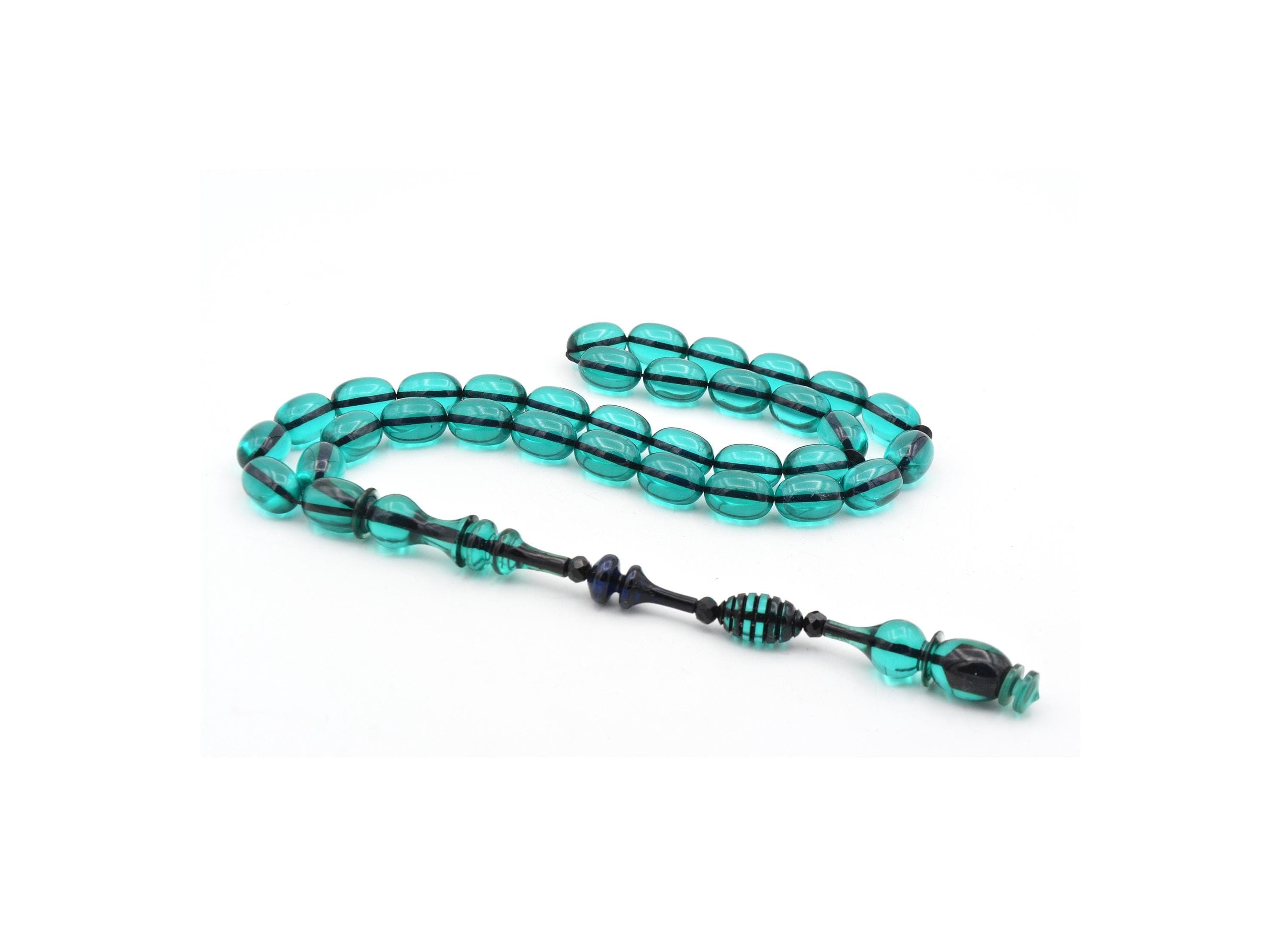 Masterstroke Blue Bakelite Amber Rosary 33 Beads, Islamic, Misbaha, Tasbeeh, Muslim, Tasbih, Gift, Orange Bakelite Amber Prayer Beads