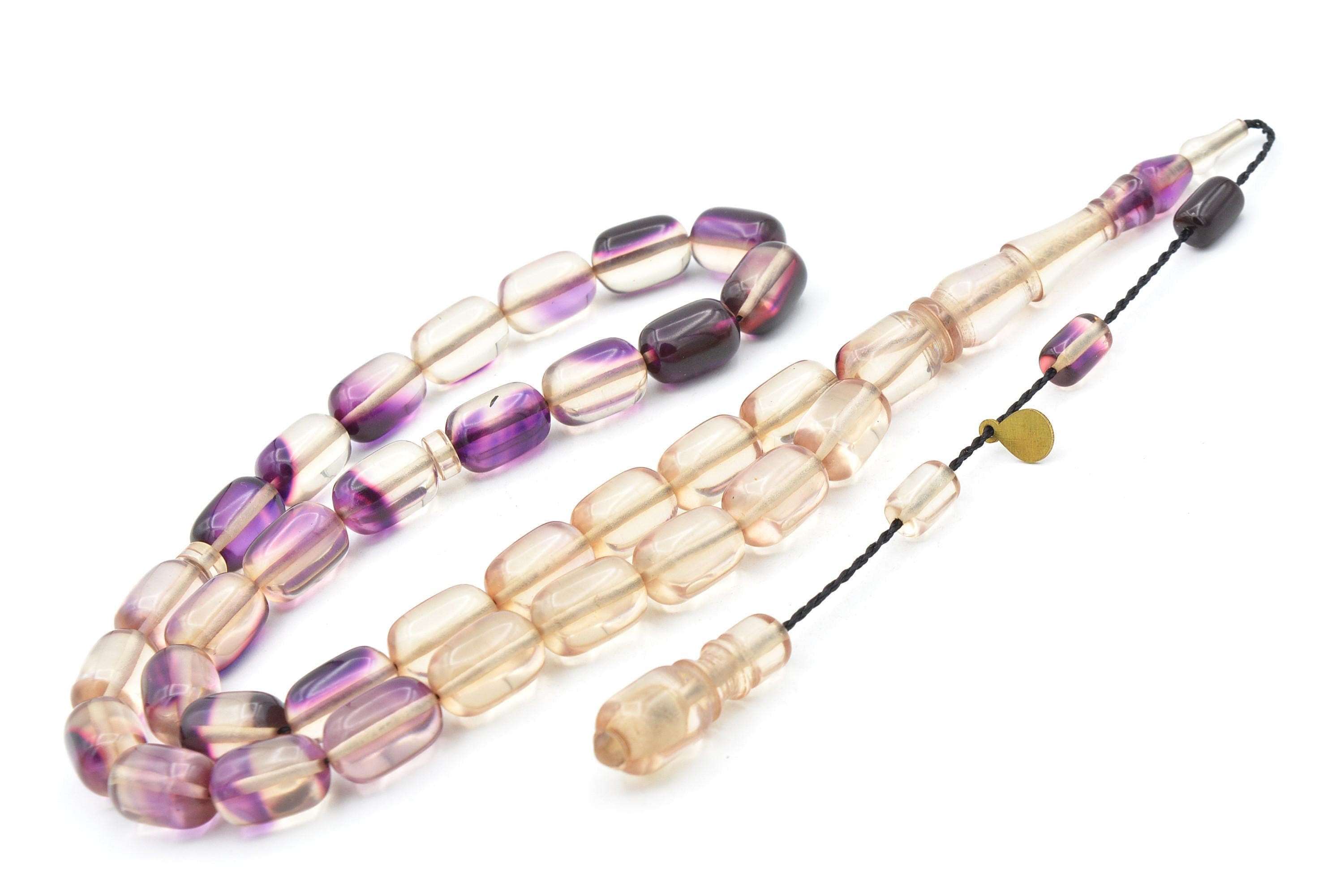 Master Made Colorful Bakelite Amber Rosary, 33 Beads Tasbih Prayer Beads, Bakelite Amber, Amber 33 Beads, Purple Bakelite Amber 33 Beads - image 4
