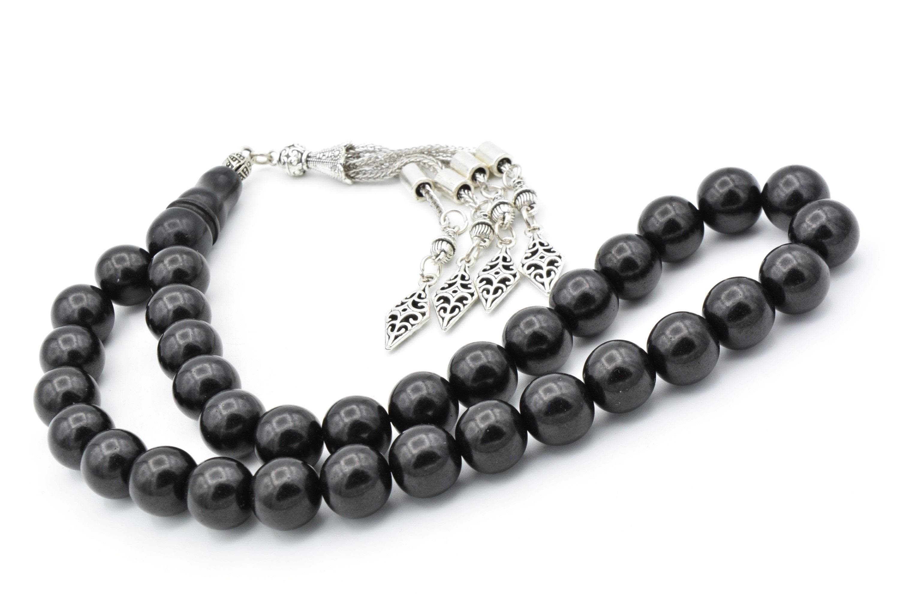 Globe Cut Original 33 Beads Oltu Stone Tesbih, Jet Stone Tasbih, Oltu, Islamic Prayer Beads, Tasbih, Misbaha, Tasbeeh, Rosary, Muslim, Gift - image 3