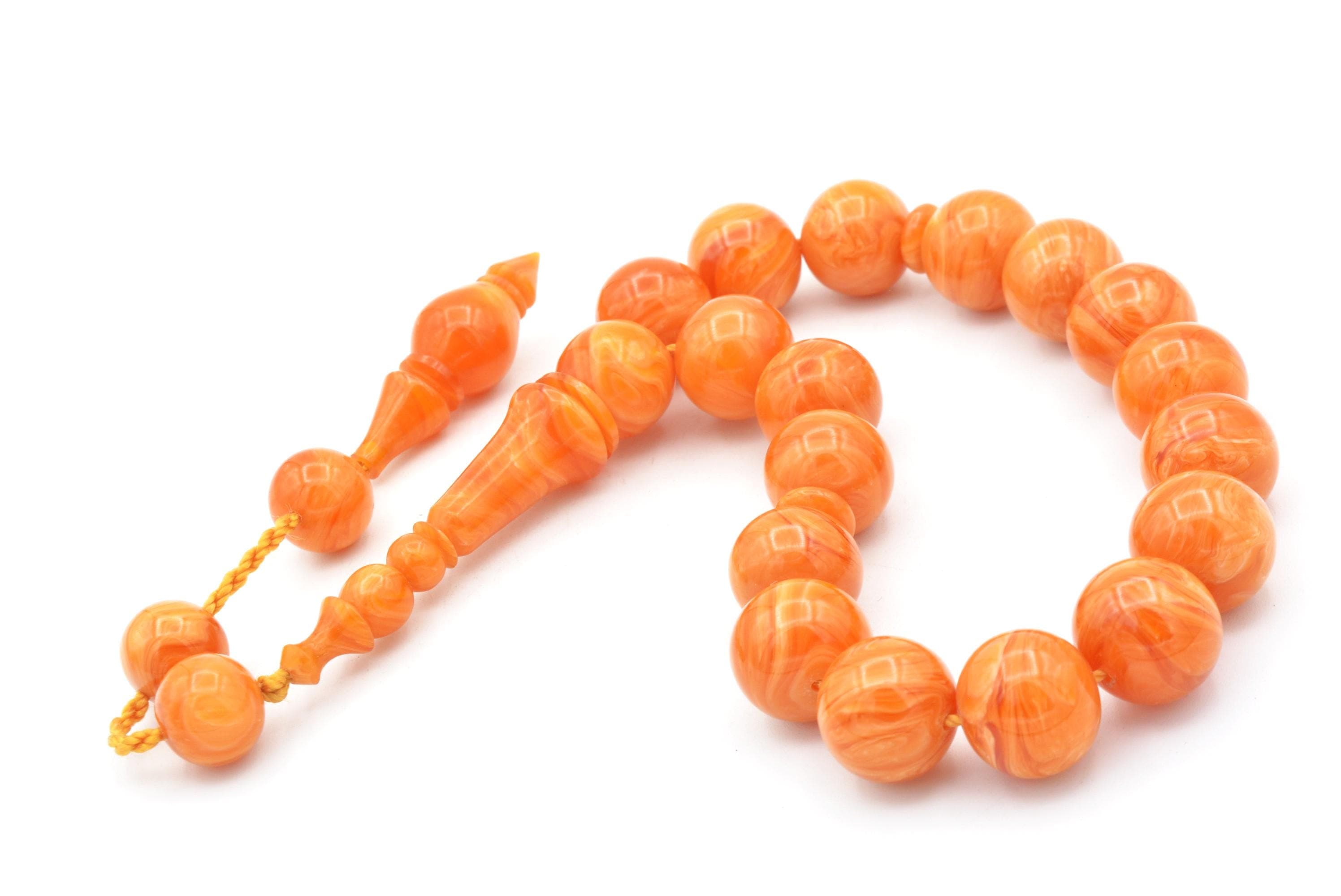 Erhan Master Orange Bakelite Amber Rosary: 17-Bead Tasbih Misbaha - image 5