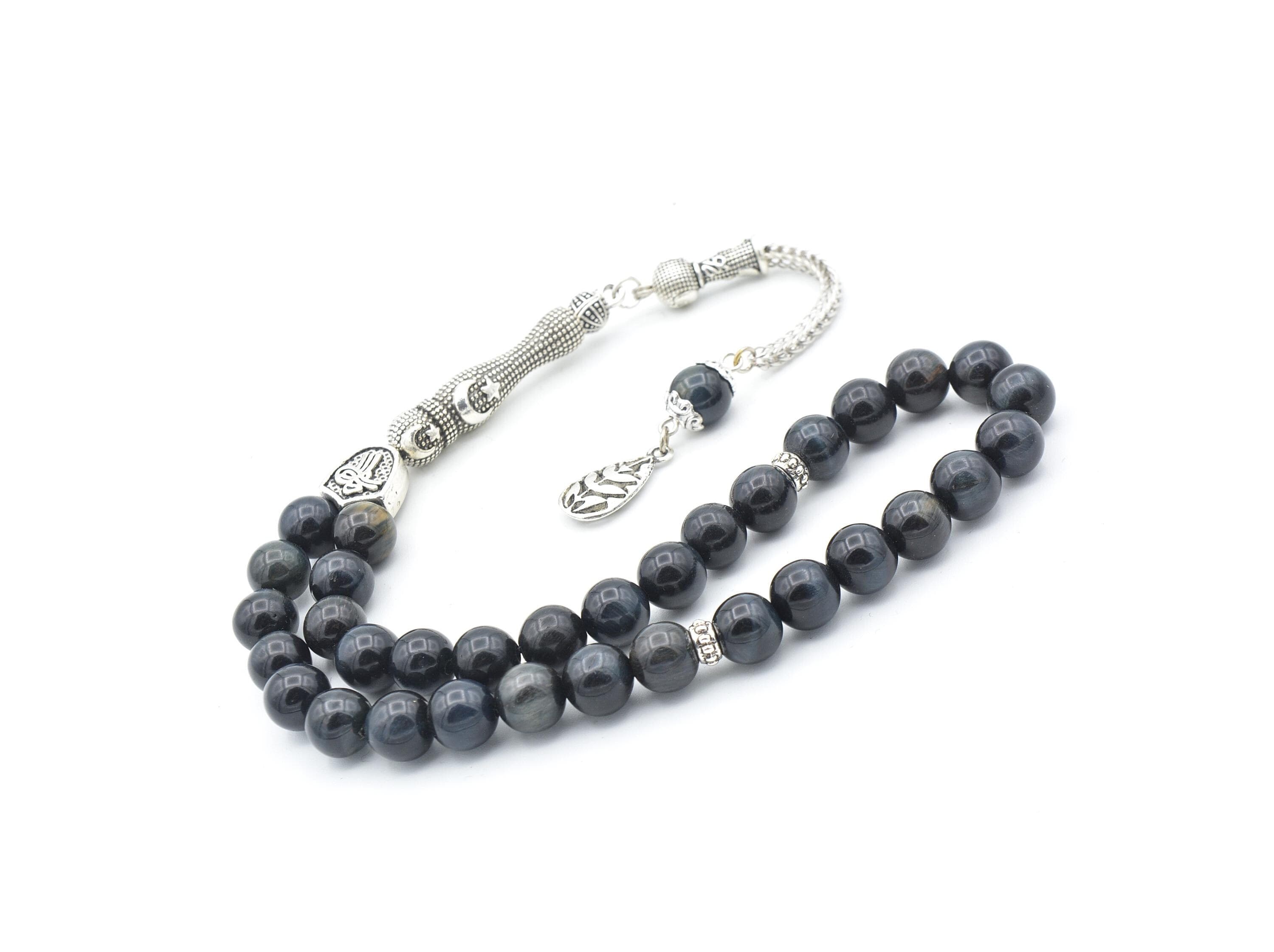 Navy Blue Tiger Eye 33 Prayer Beads, Tiger Eye 33 Beads Tasbih, Tiger Eye Prayer Beads, Tiger Eye Tasbeeh, Tiger Eye Tasbih, Tiger Eye