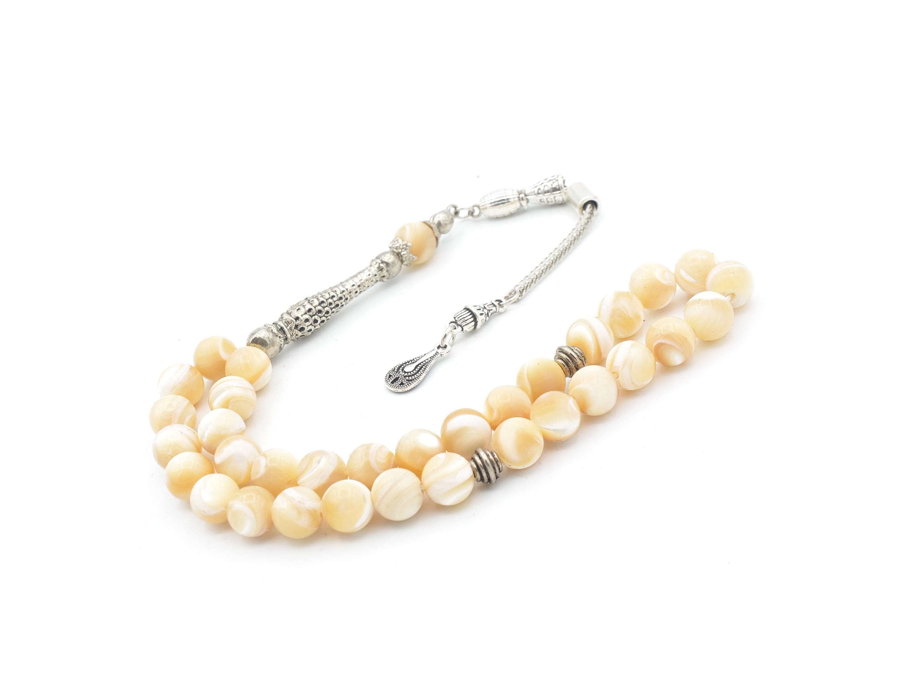 Nacre 33 Prayer Beads, Nacre 33 Beads Tasbih, Nacre Prayer Beads, Nacre Tasbeeh, Nacre Tasbih, Nacre Rosary, Mother of Pearl, Sedef Tesbih