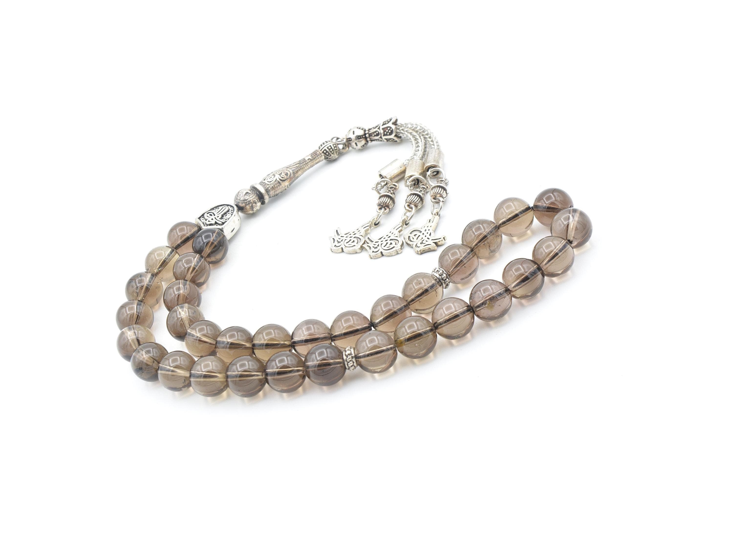 Smoky Quartz 33 Prayer Beads, Smoky Quartz 33 Beads Tasbih, Smoky Quartz Islamic Misbaha, Smoky Quartz 10 Mm Beads, Smoky Quartz Tasbeeh