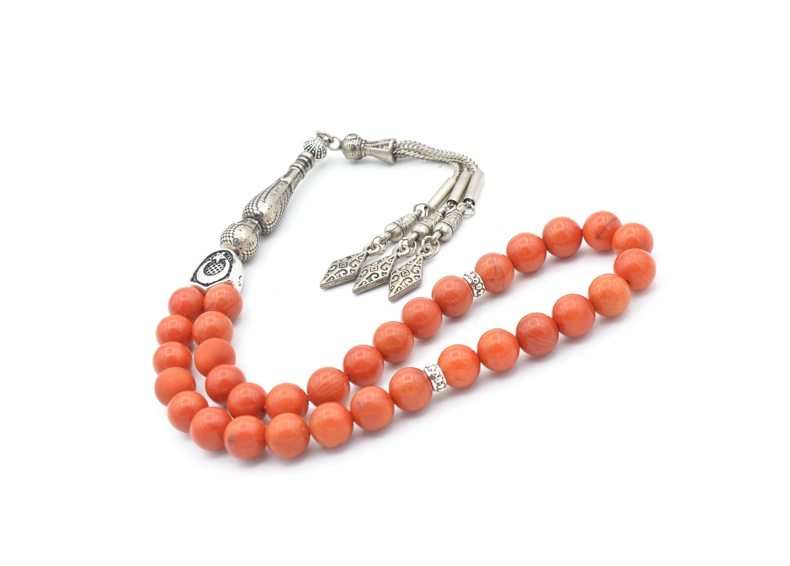 Bamboo Coral 33 Prayer Beads, Bamboo Coral 33 Beads Tasbih, Bamboo Coral Prayer Beads, Bamboo Coral Tasbeeh, Bamboo Coral Rosary, Coral