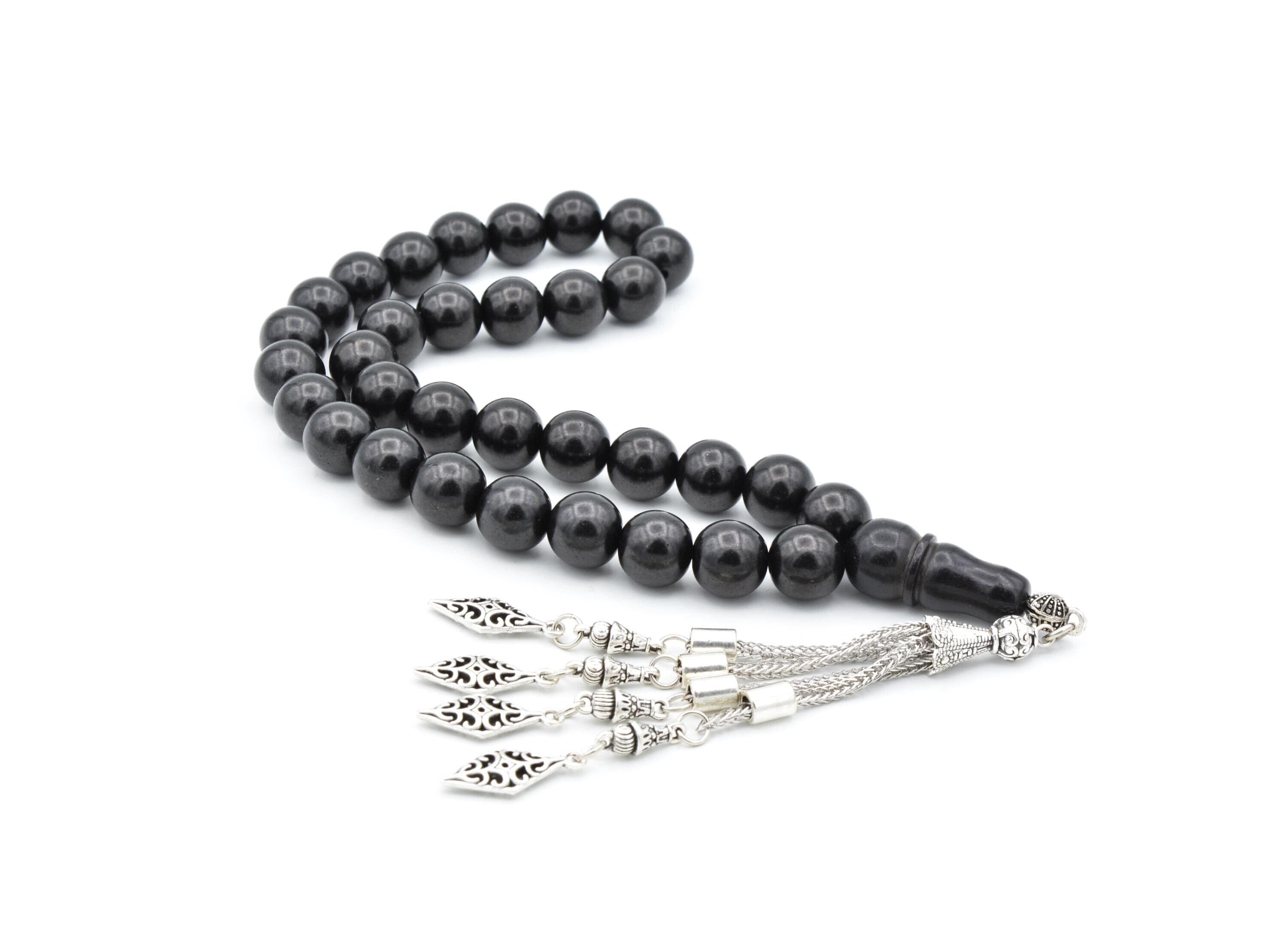 Globe Cut Original 33 Beads Oltu Stone Tesbih, Jet Stone Tasbih, Oltu, Islamic Prayer Beads, Tasbih, Misbaha, Tasbeeh, Rosary, Muslim, Gift