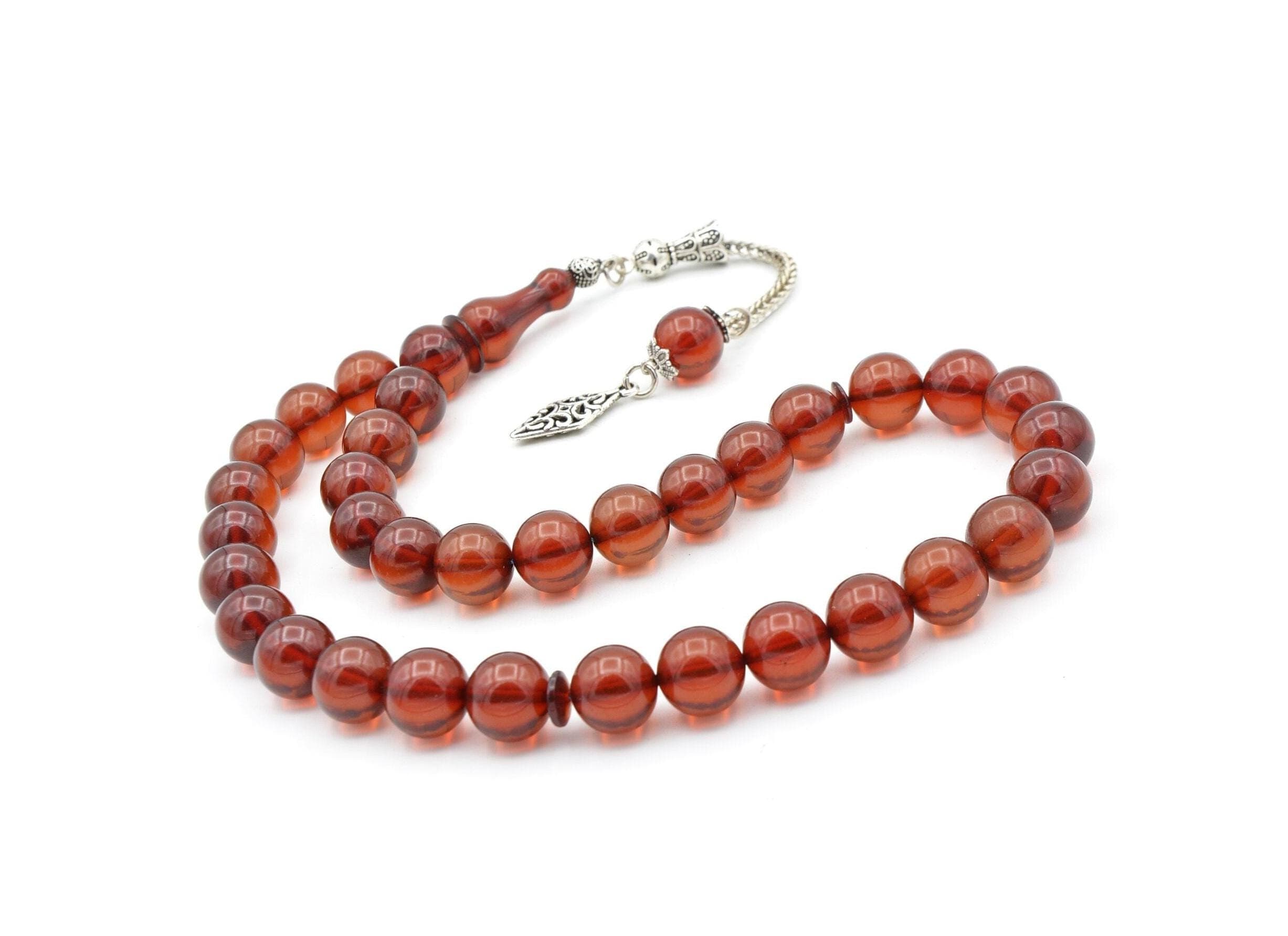 Globe Cut Fire Amber Tasbih 33 Beads, Islamic, Misbaha, Rosary, Tasbeeh, Muslim, Tasbih, Sibha, Faturan Tasbih,Muslim Gift, Prayer Beads
