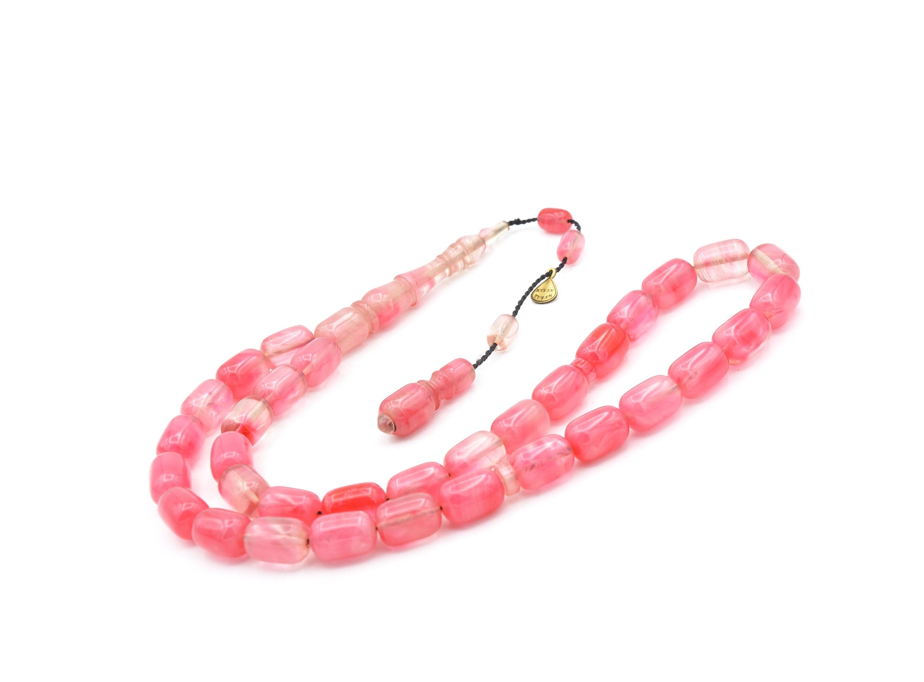 Master Made Pink Bakelite Amber Rosary, 33 Beads Tasbih Prayer Beads, Bakelite Amber, Amber 33 Beads, Pink Bakelite Amber 33 Beads, Pink