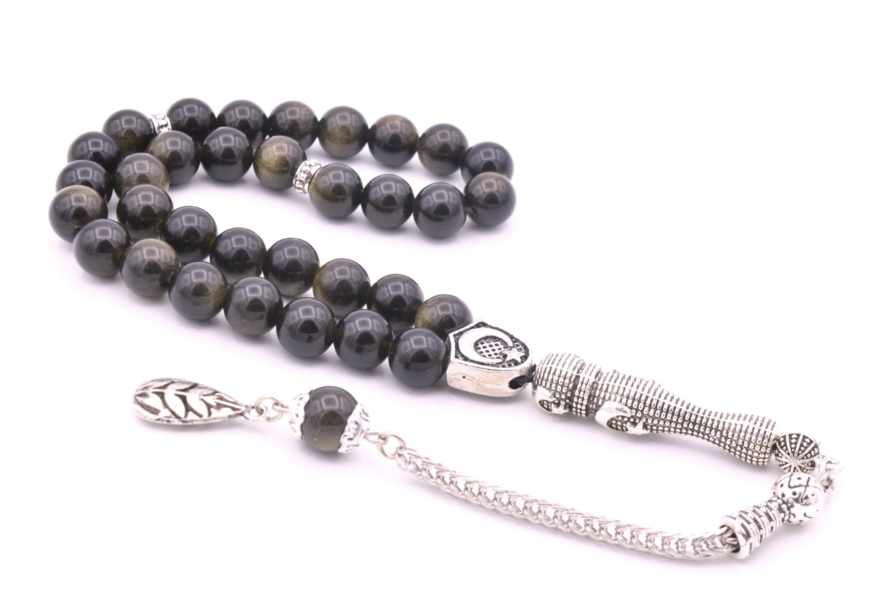 Rainbow Obsidian 33 Prayer Beads, Rainbow Obsidian 33 Beads Tasbih, Obsidian Prayer Beads, Obsidian Tasbeeh, Obsidian Stone Tasbih, Obsidian - image 3