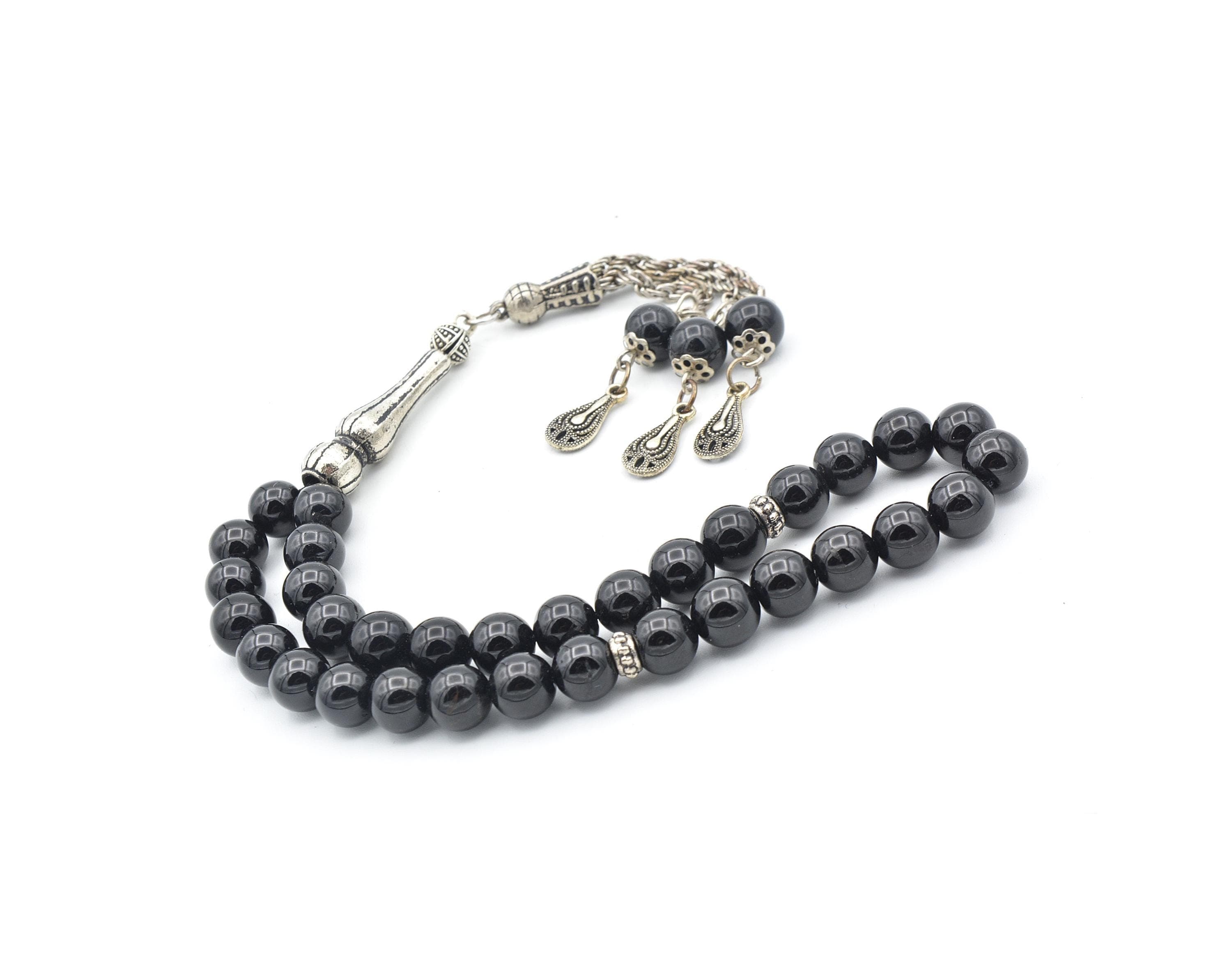 Black Onyx 33 Prayer Beads, Onyx 33 Beads Tasbih, Onyx Prayer Beads, Onyx Tasbeeh, Onyx Stone Tasbih, Onyx Rosary, Onyx Beads, Oniks Tesbih,
