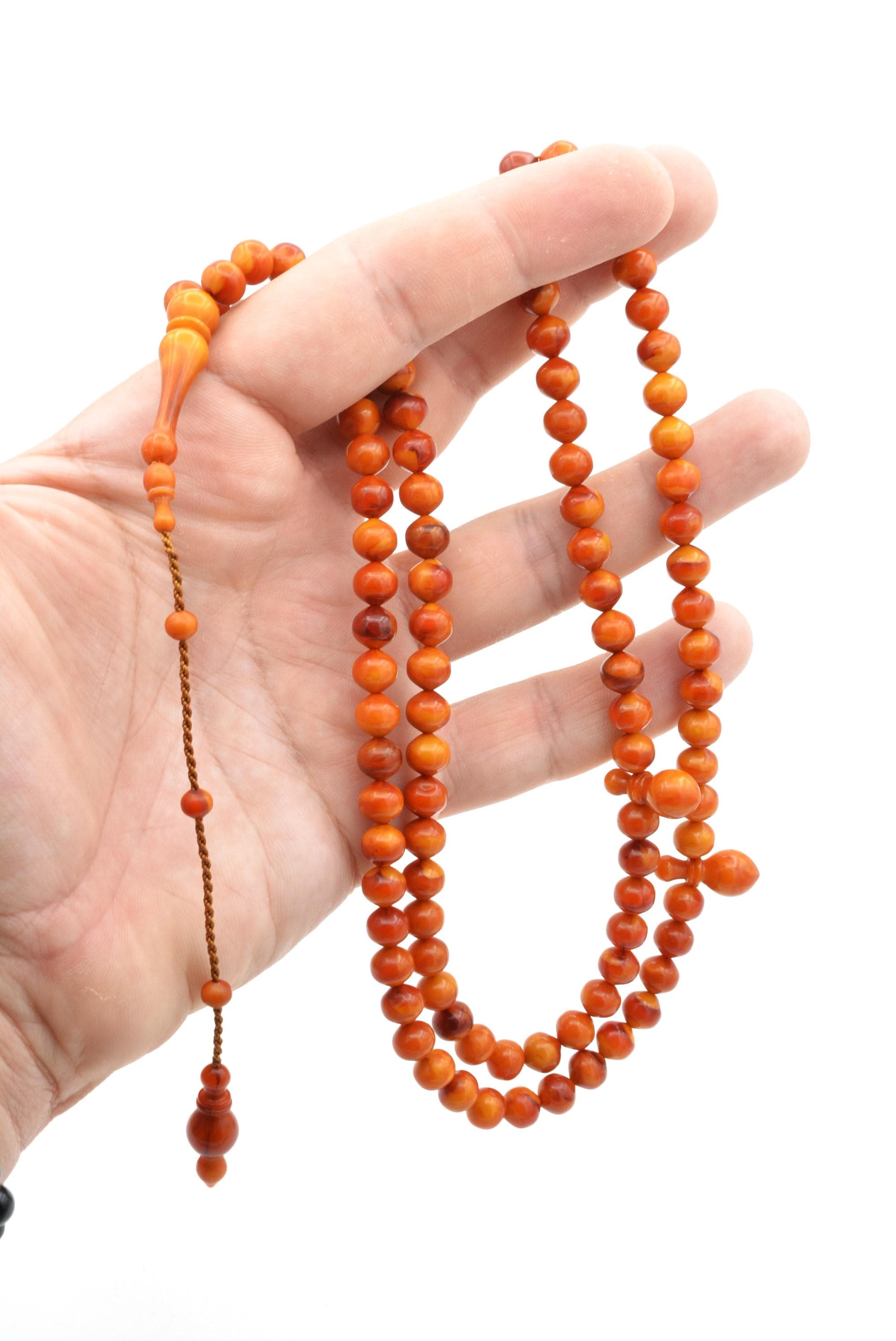 7 mm Small Size Amber Appearance 99 Beads Tasbih, Islamic, Misbaha, Rosary, Tasbeeh, Muslim, Muslim Gift, Prayer Beads, Prayer Rosary, Pray - image 4