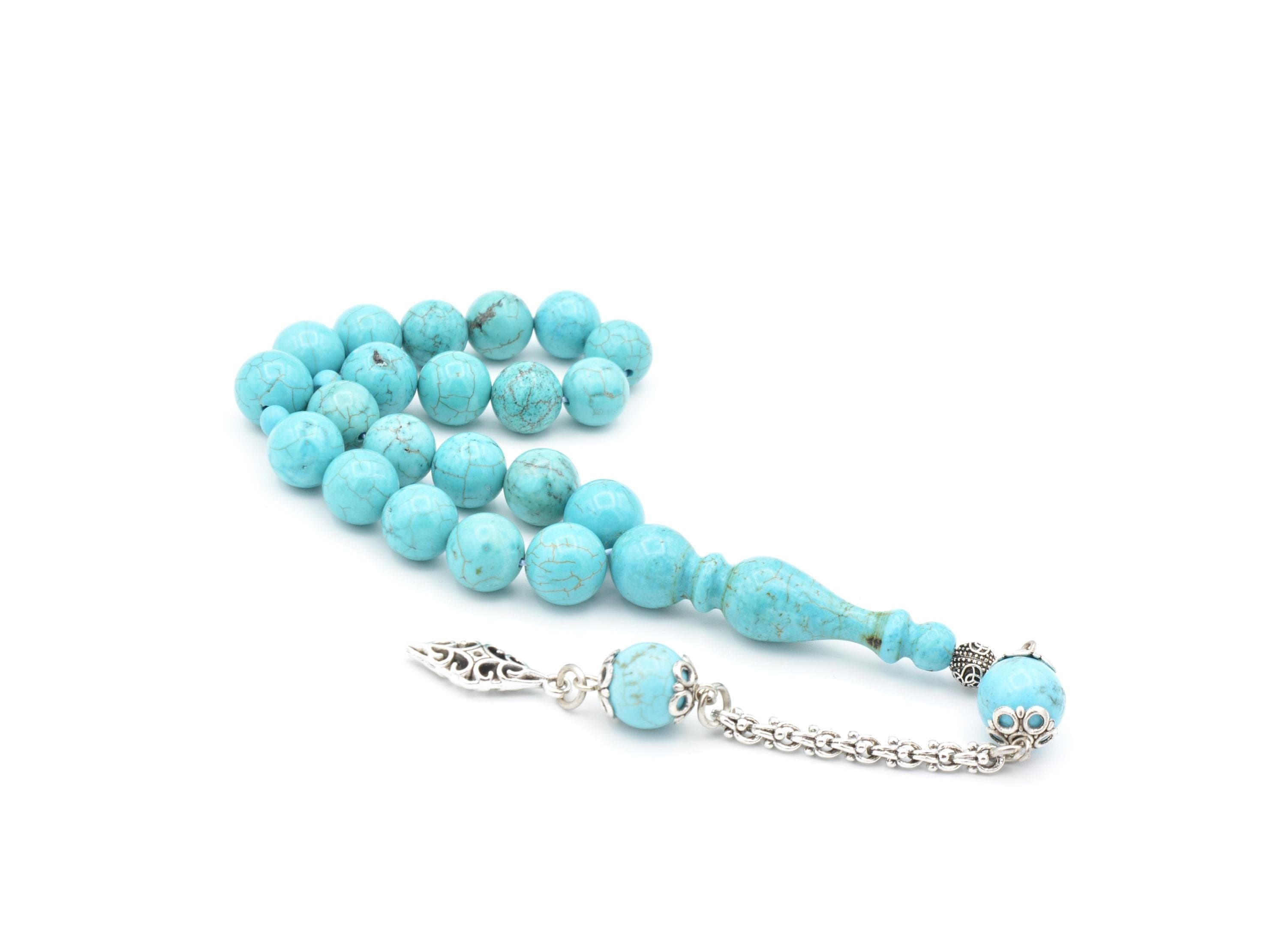 Turquoise 17 Prayer Beads, Turquoise 17 Beads Tasbih, Turquoise Islamic Misbaha, Turquoise Prayer Beads, Turquoise Tasbeeh, Turquoise 10 Mm